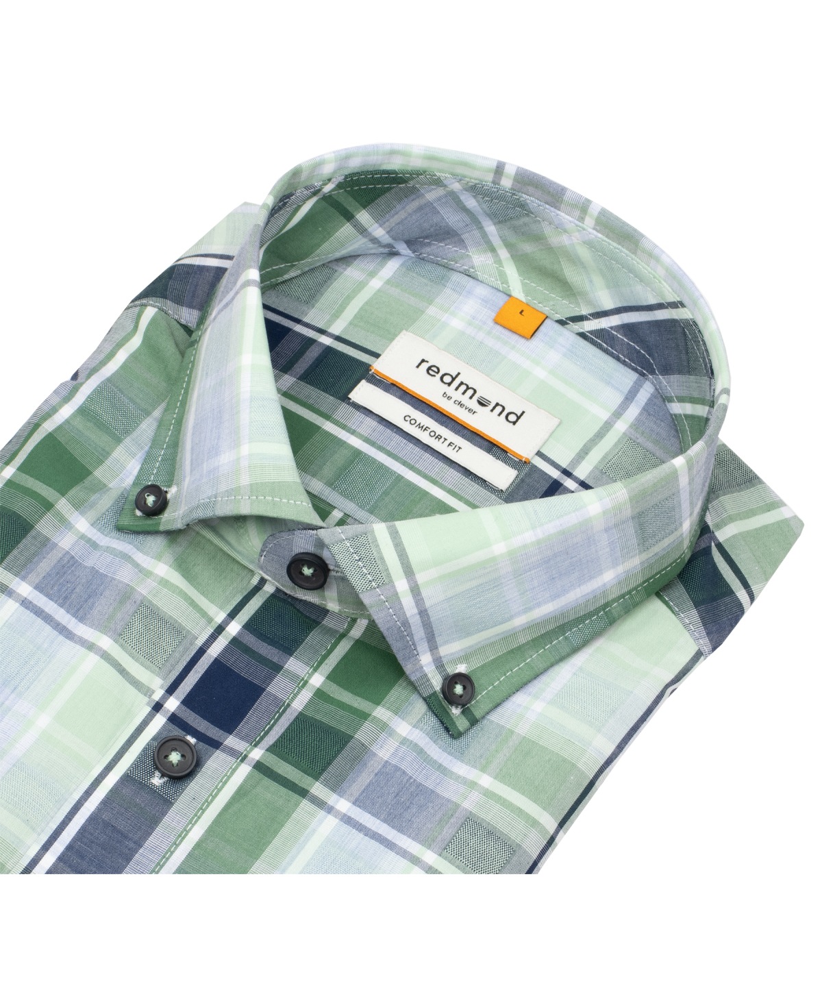 Redmond Kurzarmhemd - Comfort Fit - Button Down Kragen - kariert - grün