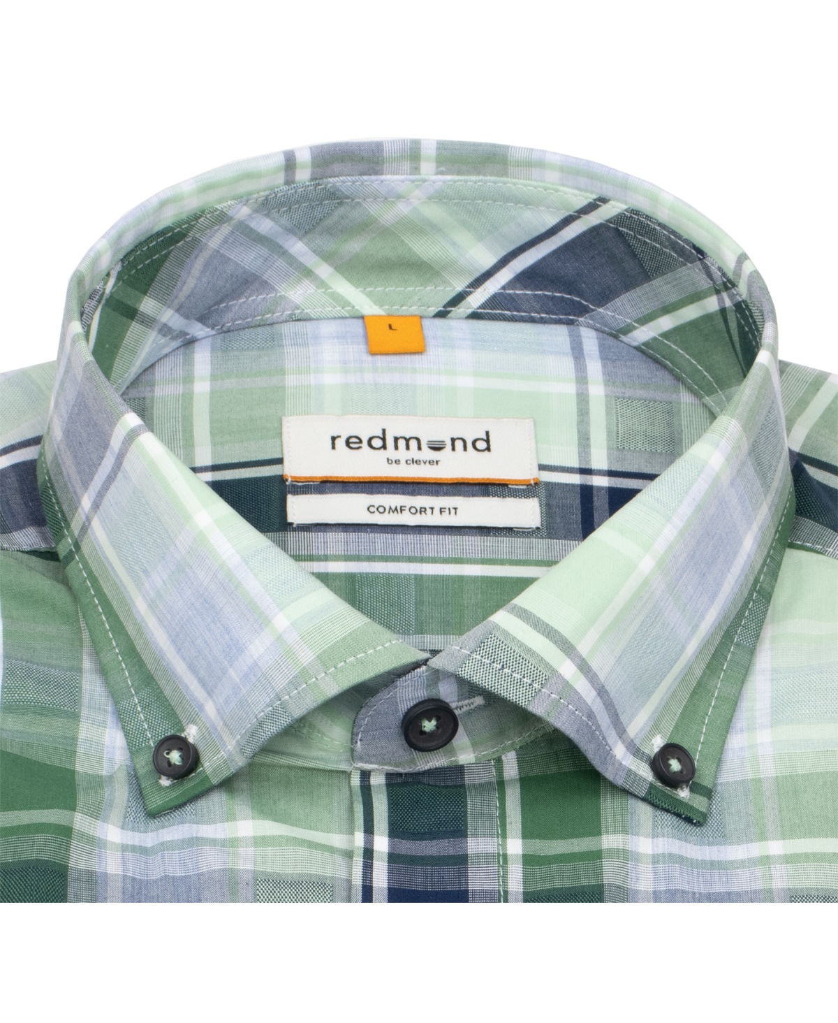 Redmond Kurzarmhemd - Comfort Fit - Button Down Kragen - kariert - grün