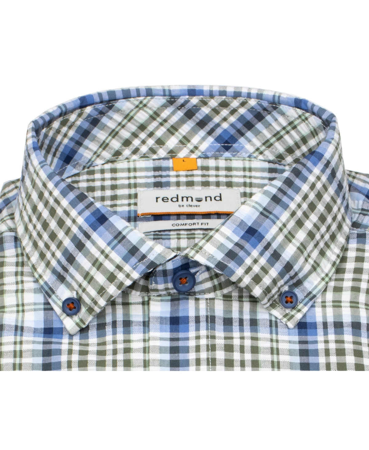 Redmond Kurzarmhemd - Comfort Fit - Button Down Kragen - kariert - grün