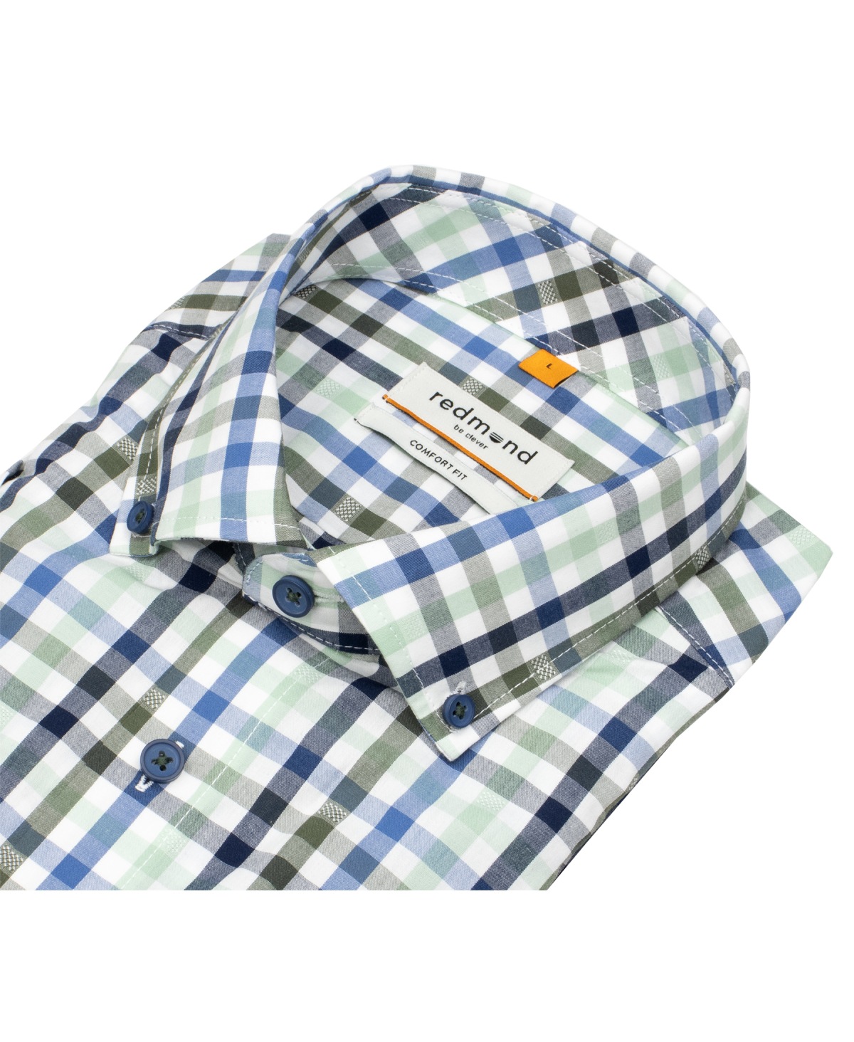 Redmond Kurzarmhemd - Comfort Fit - Button Down Kragen - kariert - grün