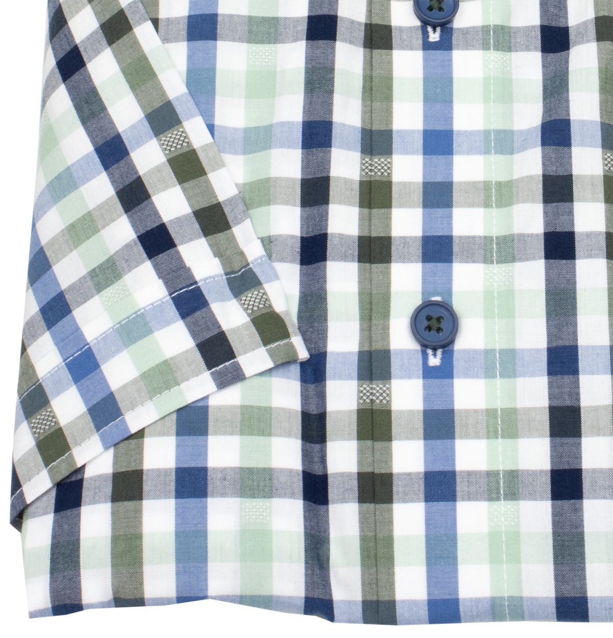Redmond Kurzarmhemd - Comfort Fit - Button Down Kragen - kariert - grün