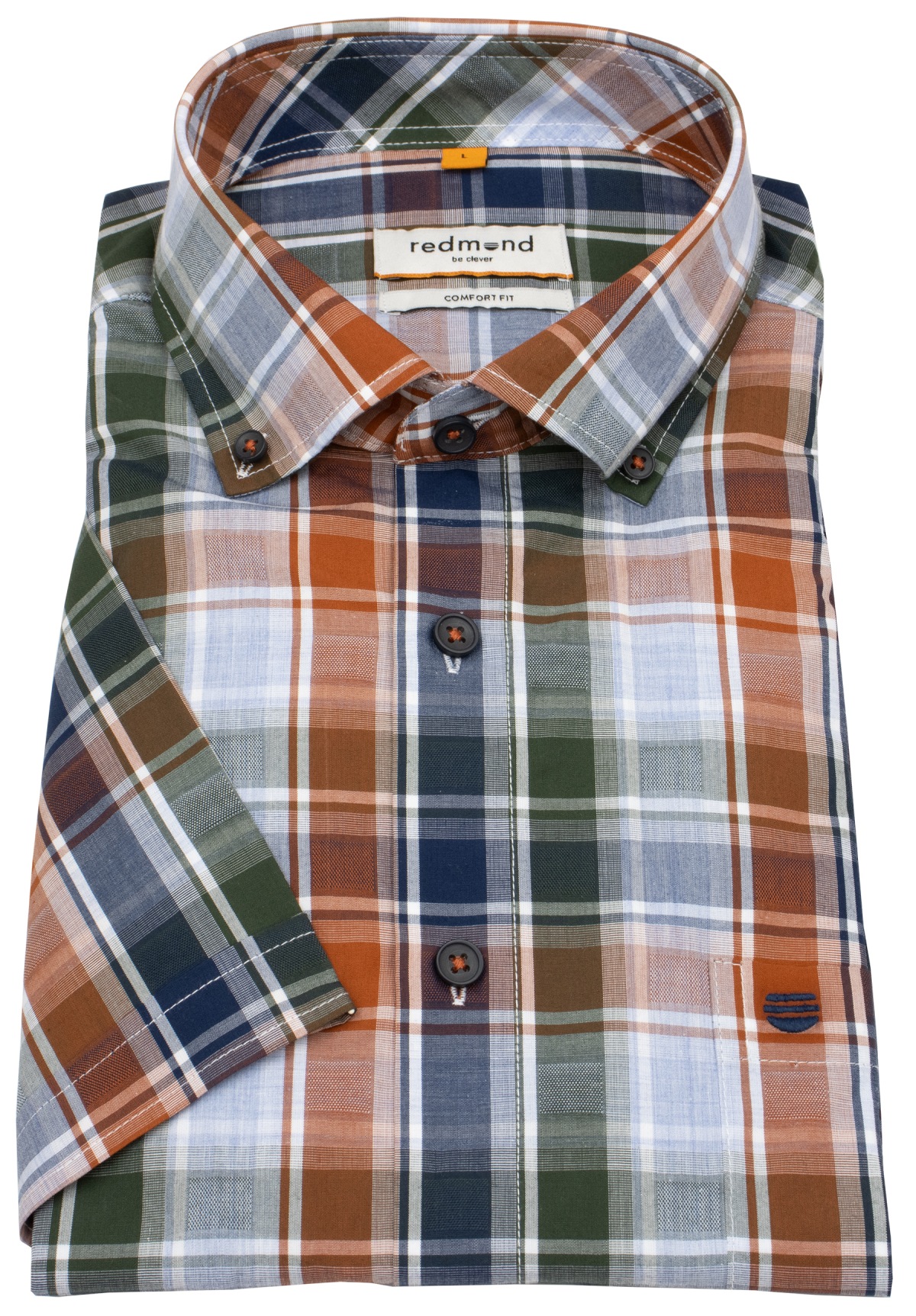 Redmond Kurzarmhemd - Comfort Fit - Button Down Kragen - kariert - mehrfarbig