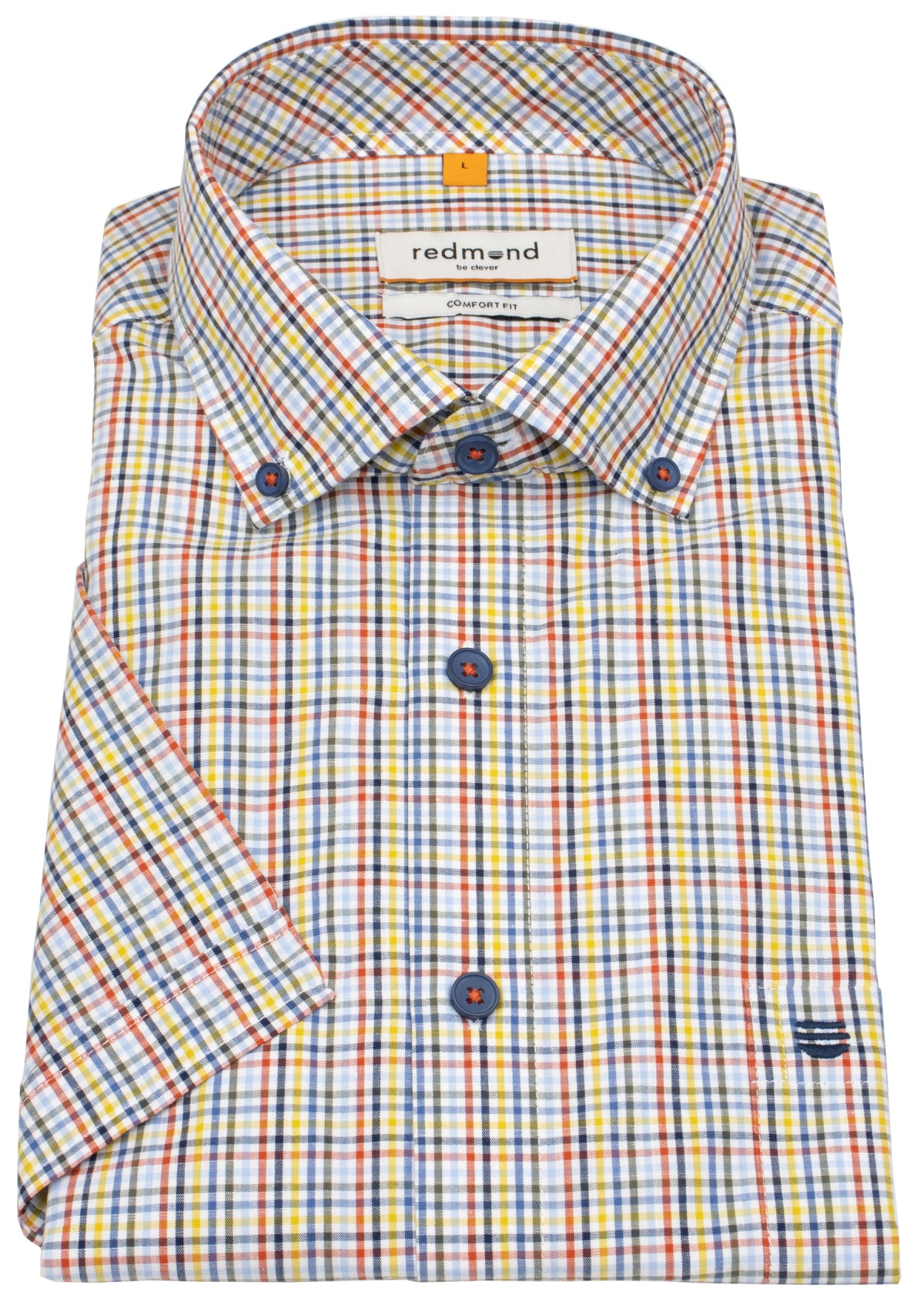 Redmond Chemise à manches courtes - Comfort Fit - col boutonné - à carreaux - multicolore