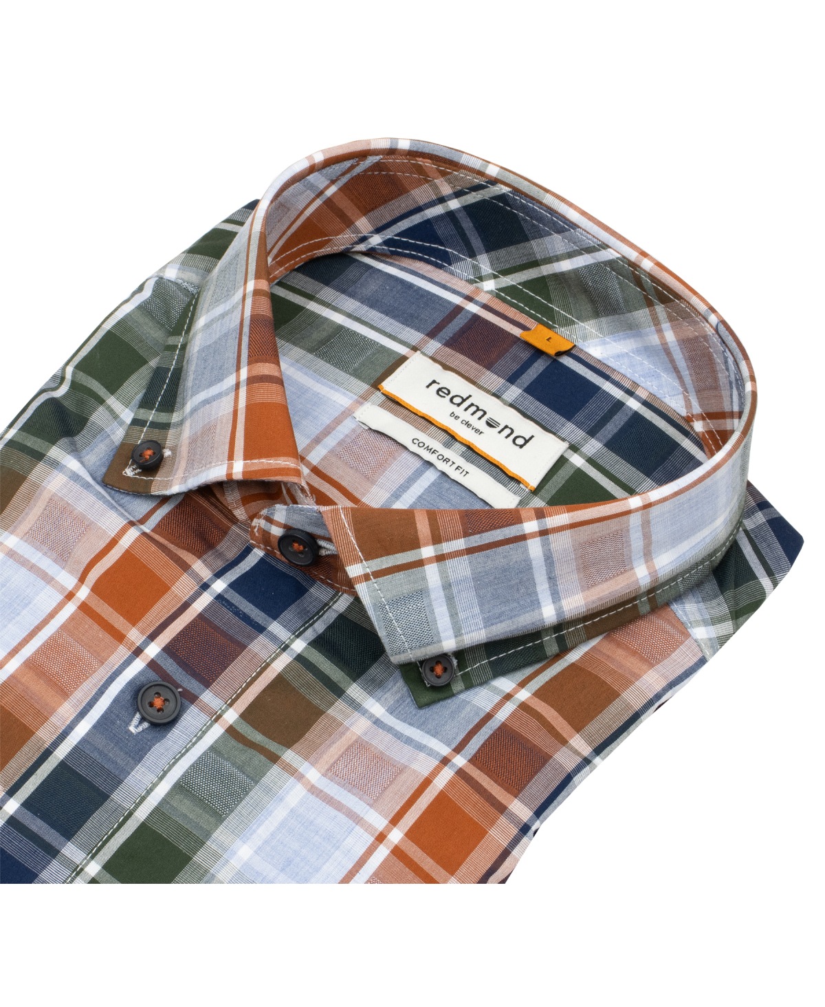 Redmond Kurzarmhemd - Comfort Fit - Button Down Kragen - kariert - mehrfarbig