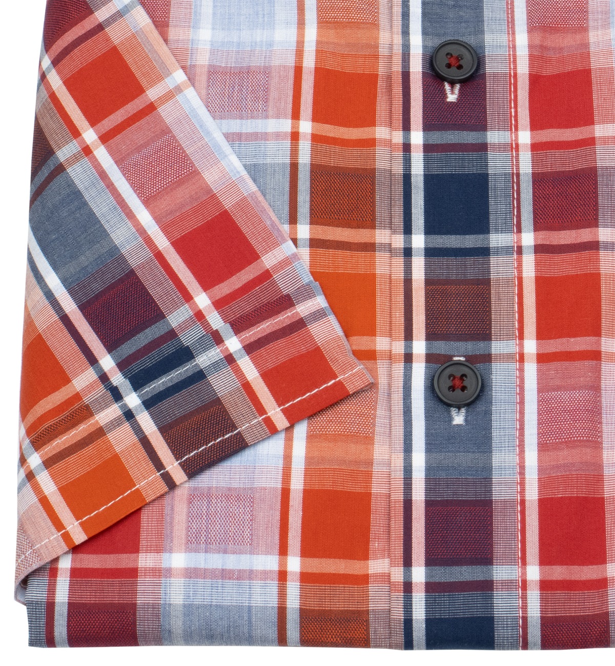 Redmond Kurzarmhemd - Comfort Fit - Button Down Kragen - kariert - rot