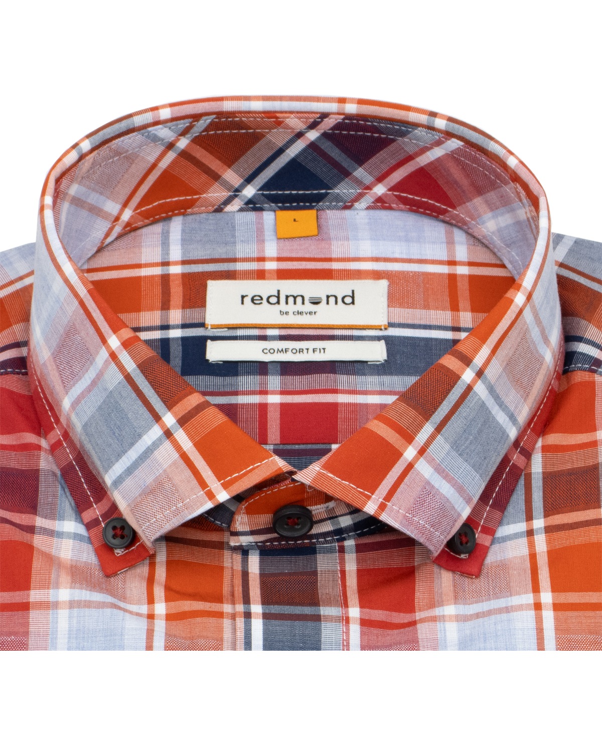 Redmond Kurzarmhemd - Comfort Fit - Button Down Kragen - kariert - rot