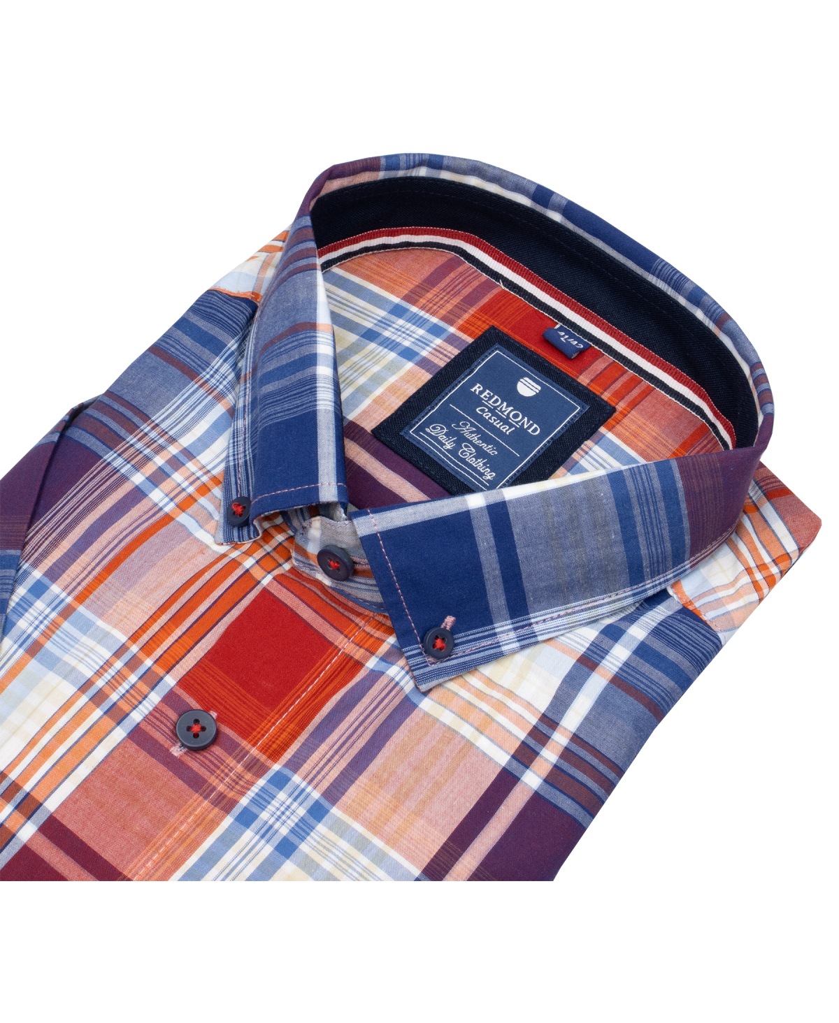 Redmond Kurzarmhemd - Comfort Fit - Button Down Kragen - kariert - rot - ohne OVP