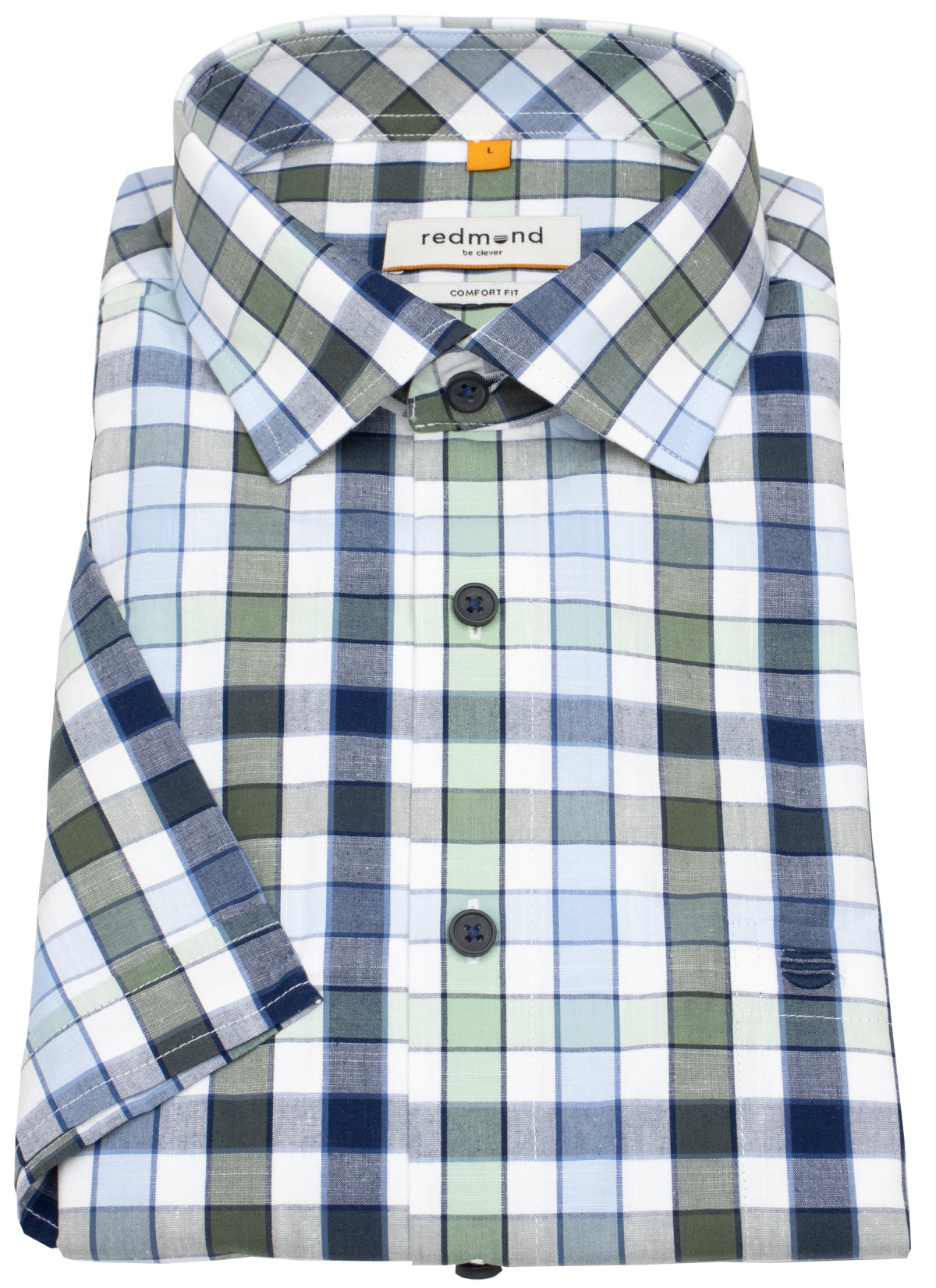 Redmond Kurzarmhemd - Comfort Fit - kariert - grün