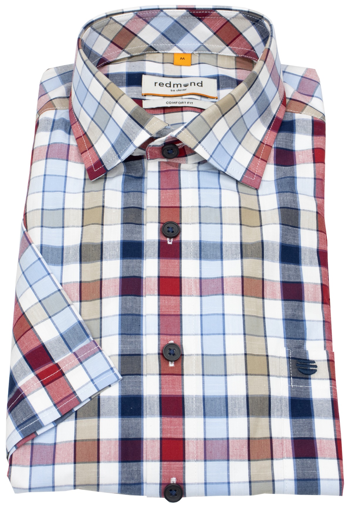 Redmond Kurzarmhemd - Comfort Fit - kariert - rot