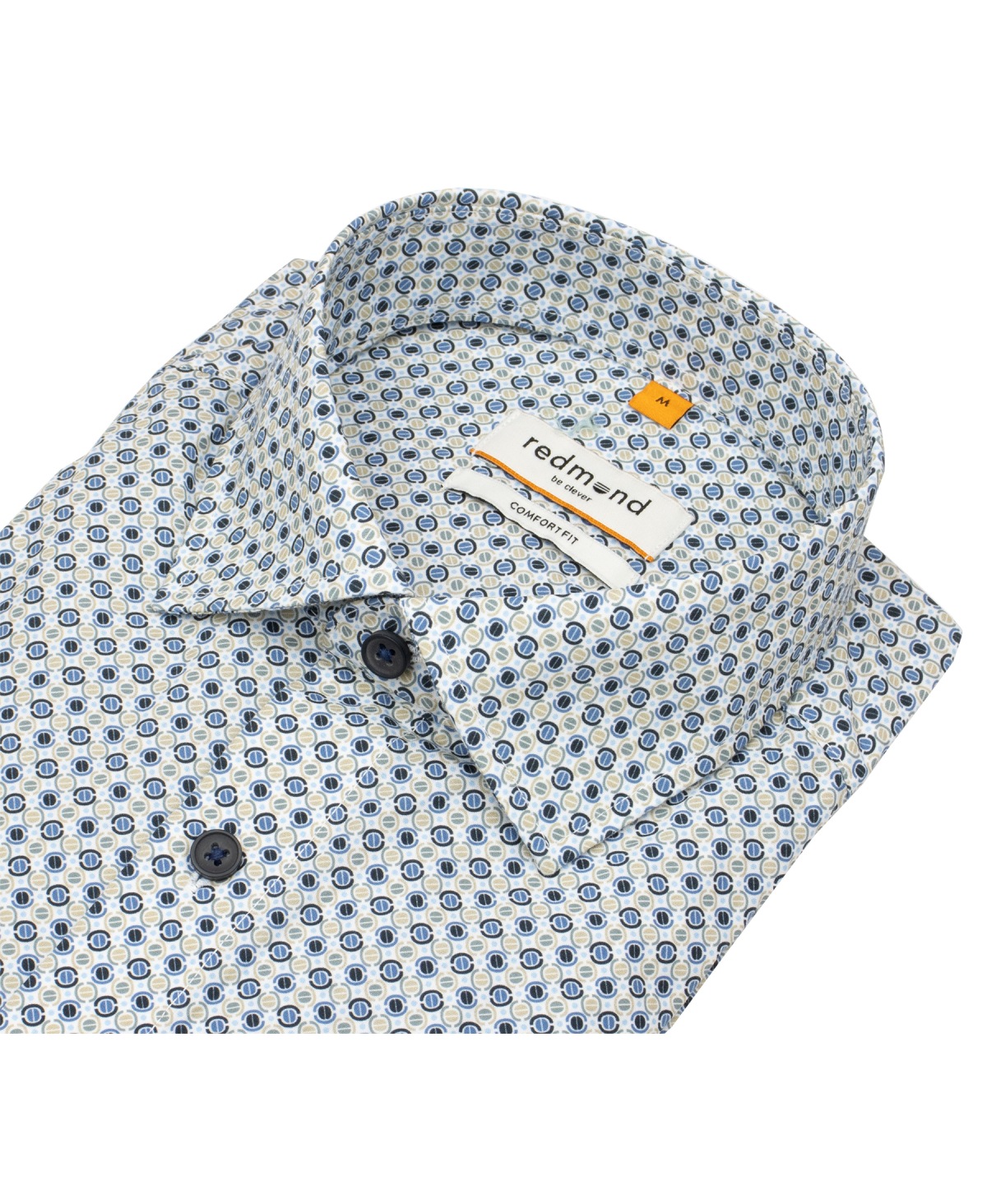 Redmond Kurzarmhemd - Comfort Fit - Print - blau