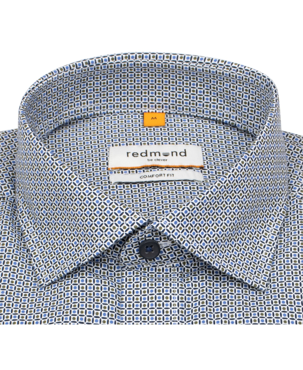 Redmond Kurzarmhemd - Comfort Fit - Print - blau / braun