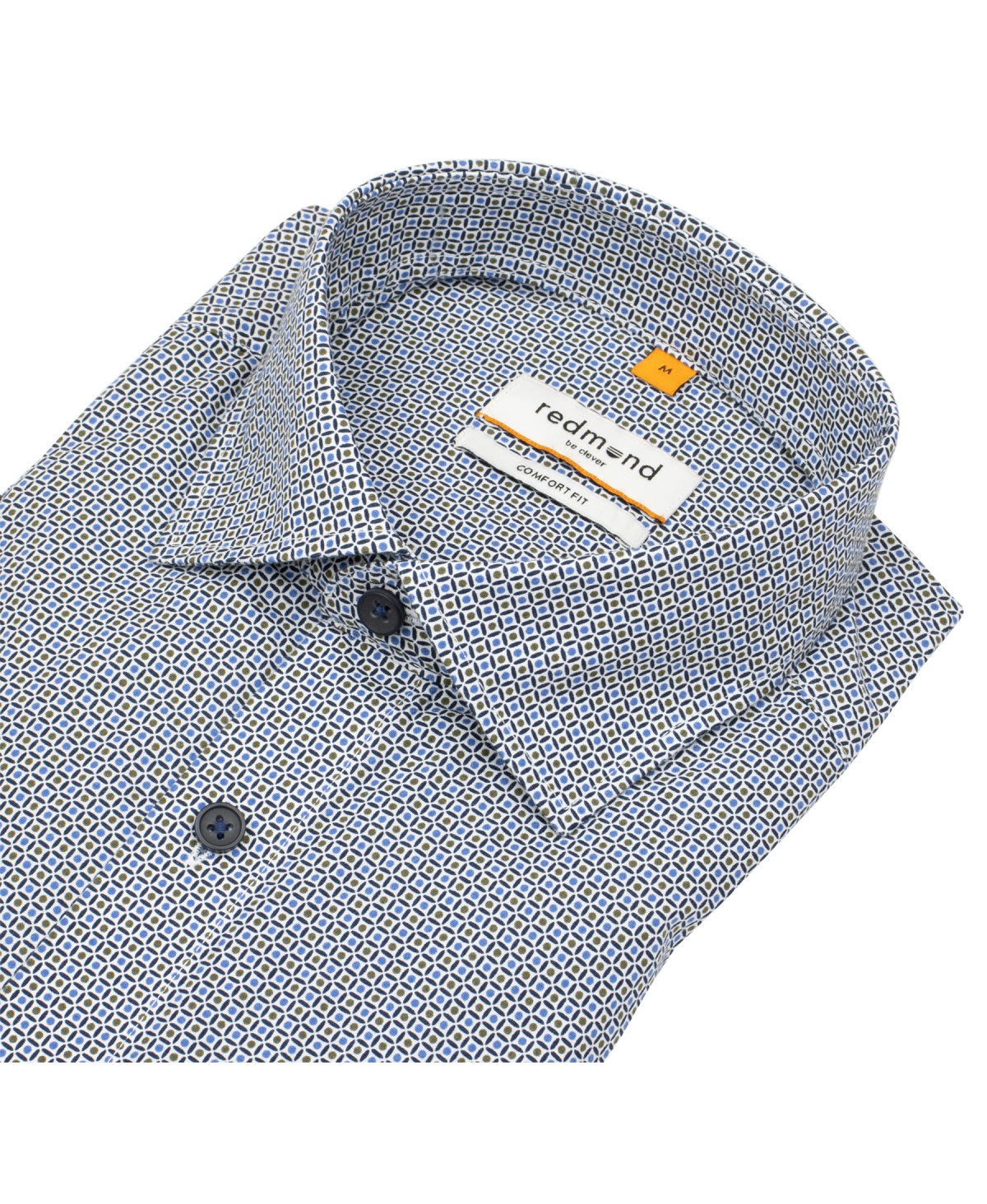 Redmond Kurzarmhemd - Comfort Fit - Print - blau / braun