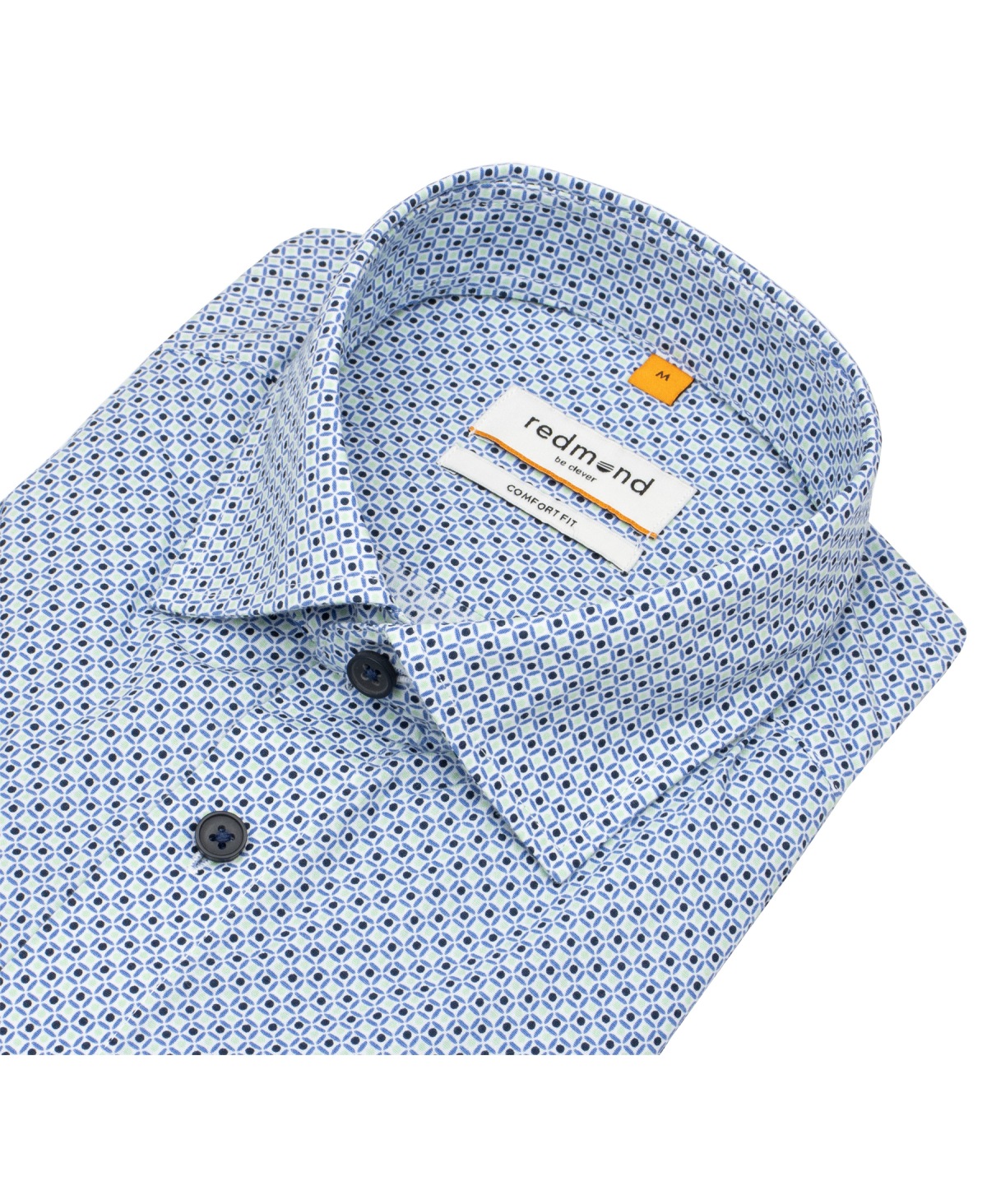 Redmond Kurzarmhemd - Comfort Fit - Print - blau / grün
