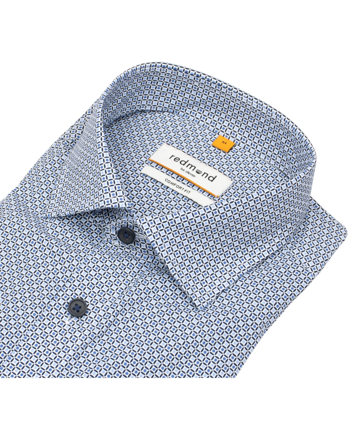 Redmond Kurzarmhemd - Comfort Fit - Print - blau / hellblau