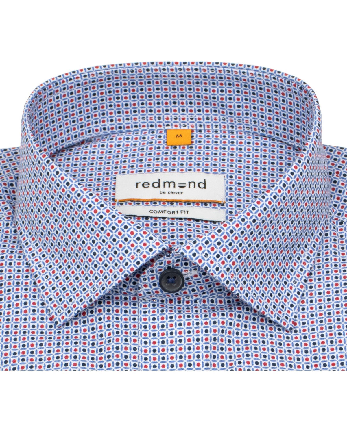 Redmond Kurzarmhemd - Comfort Fit - Print - blau / rot