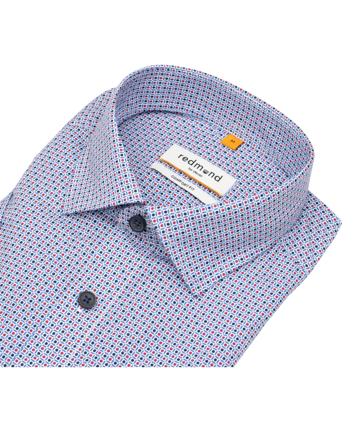 Redmond Kurzarmhemd - Comfort Fit - Print - blau / rot