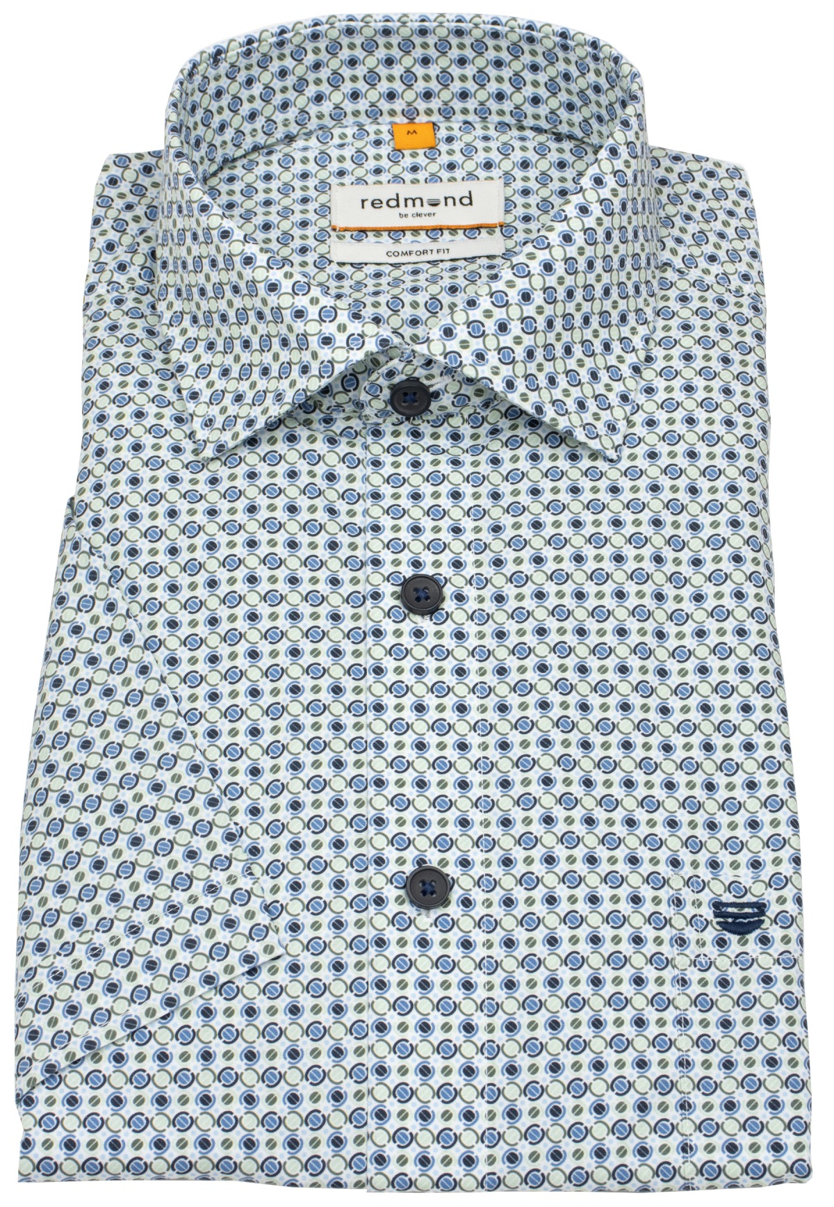 Redmond Kurzarmhemd - Comfort Fit - Print - grün