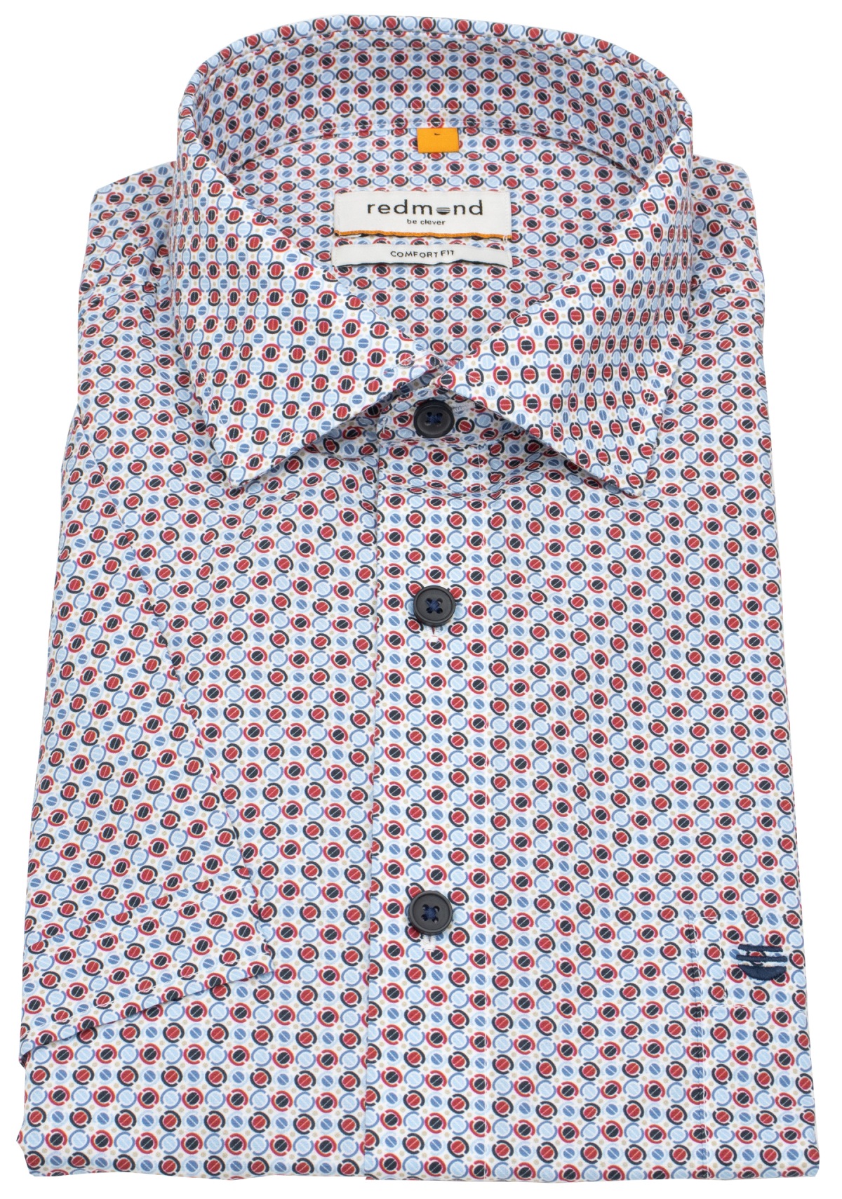 Redmond Kurzarmhemd - Comfort Fit - Print - rot