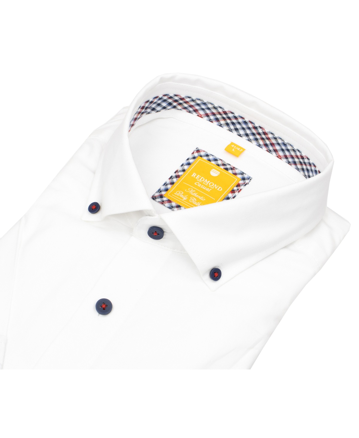 Redmond Kurzarmhemd - Modern Fit - Button Down Kragen - Oxford - weiß