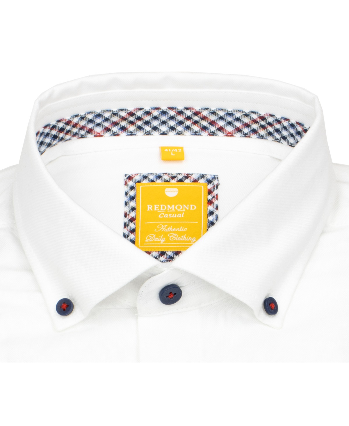 Redmond Kurzarmhemd - Modern Fit - Button Down Kragen - Oxford - weiß
