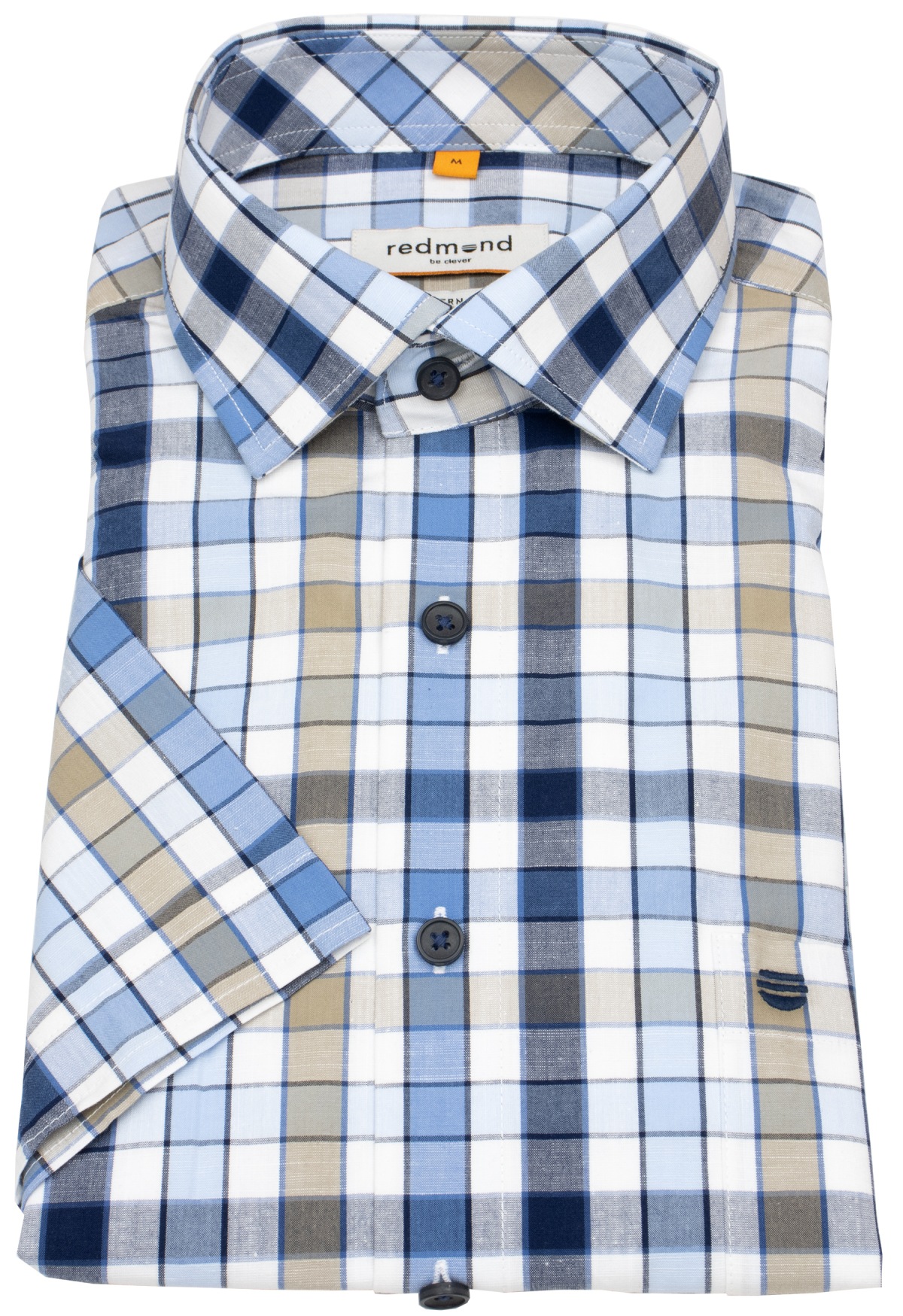Redmond Kurzarmhemd - Modern Fit - kariert - blau