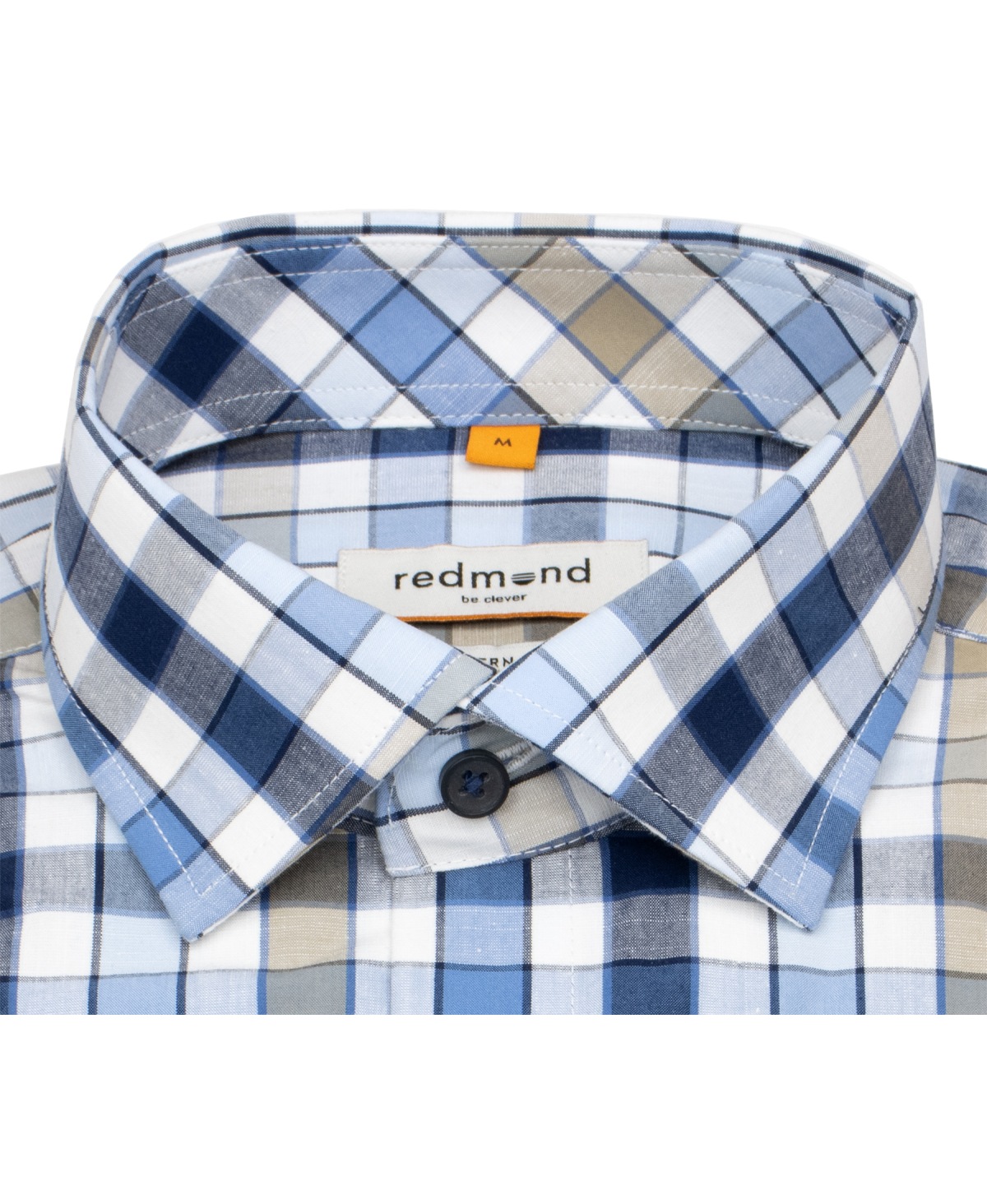 Redmond Kurzarmhemd - Modern Fit - kariert - blau