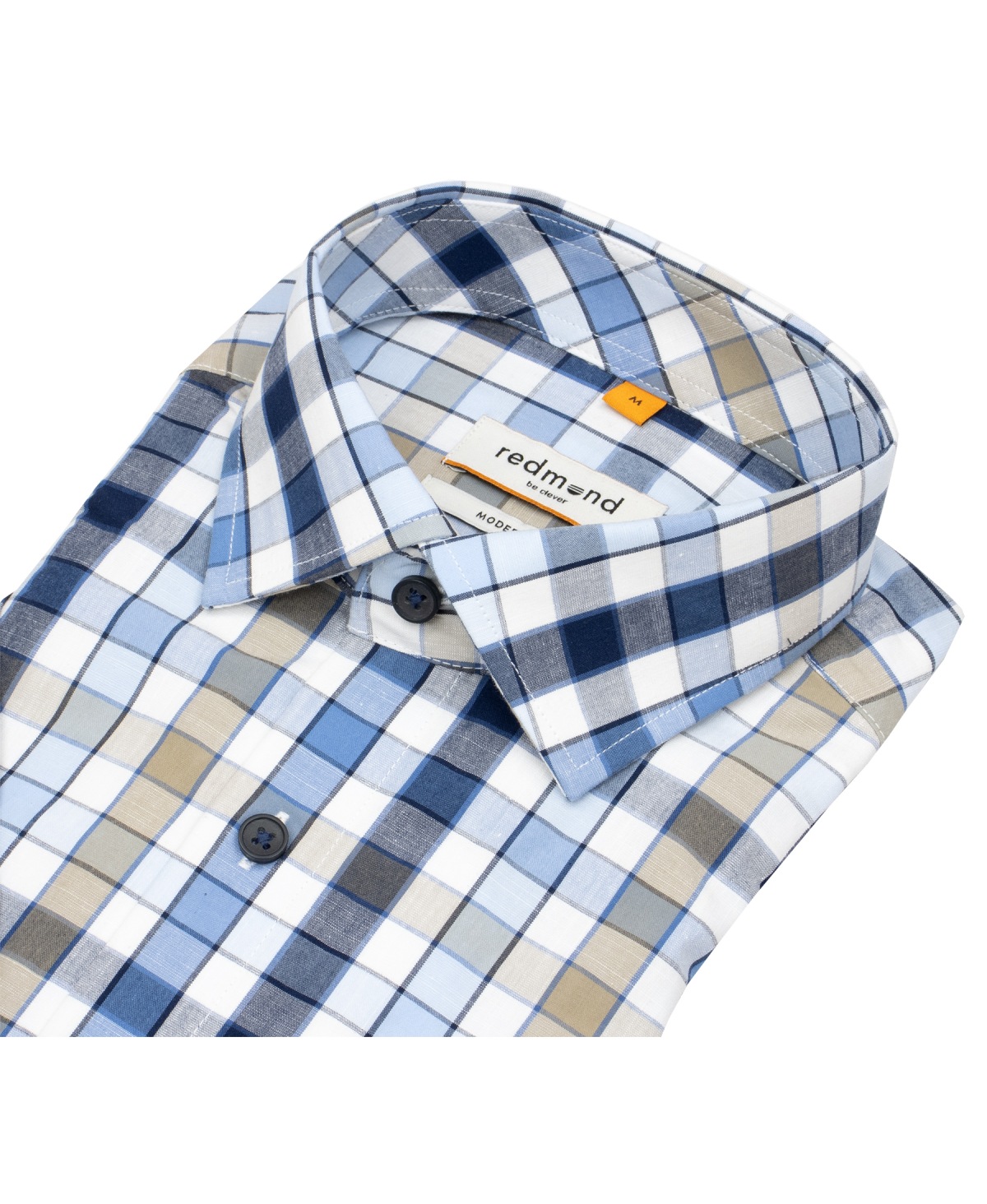 Redmond Kurzarmhemd - Modern Fit - kariert - blau