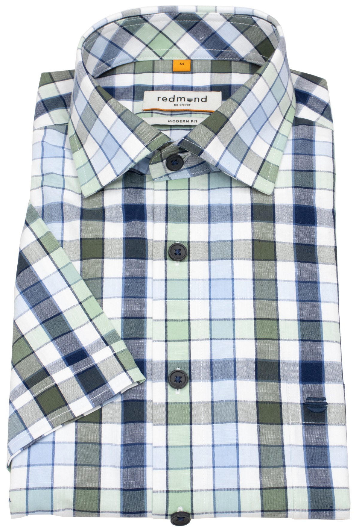 Redmond Kurzarmhemd - Modern Fit - kariert - grün