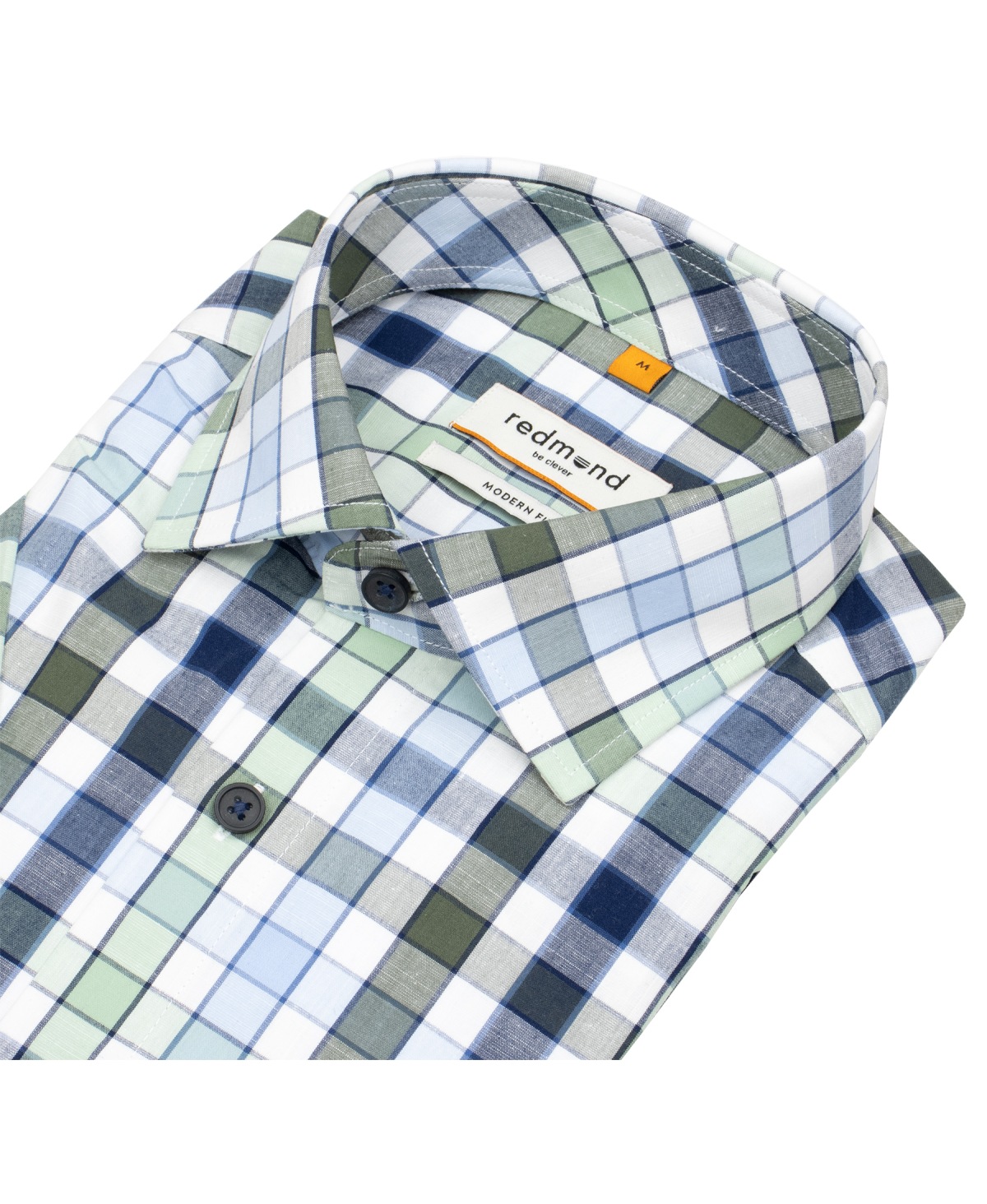 Redmond Kurzarmhemd - Modern Fit - kariert - grün