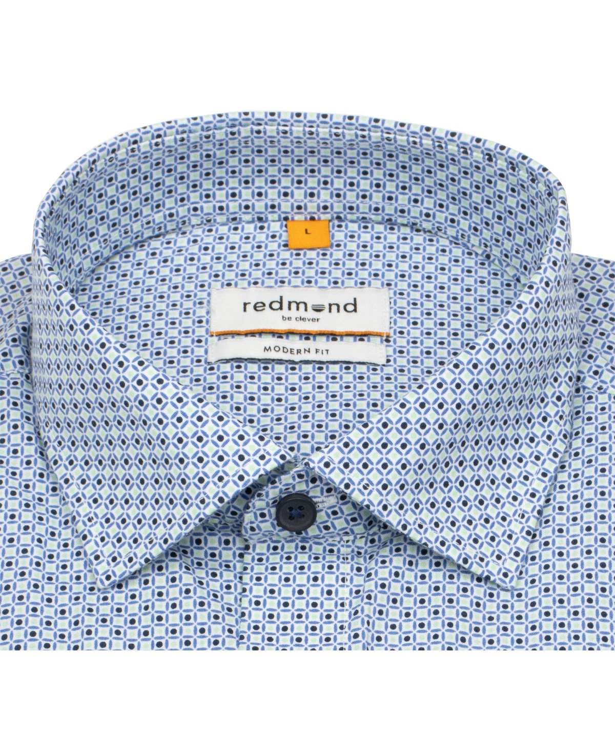 Redmond Kurzarmhemd - Modern Fit - Print - blau / grün