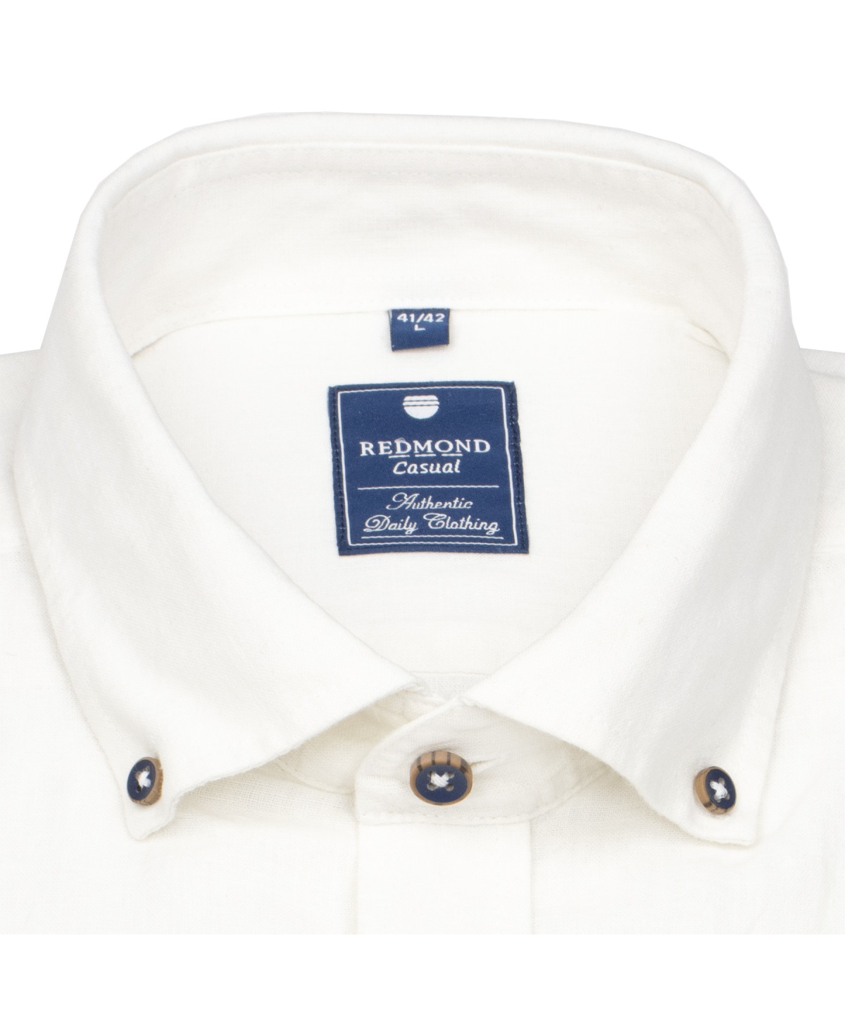 Redmond Kurzarmhemd - Regular Fit - Button Down Kragen - Leinen - weiß - ohne OVP