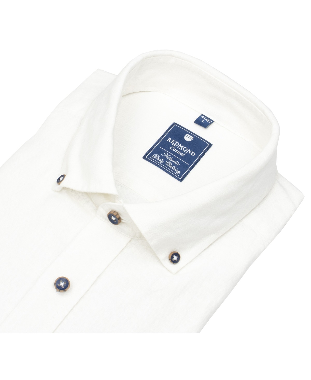 Redmond Kurzarmhemd - Regular Fit - Button Down Kragen - Leinen - weiß - ohne OVP
