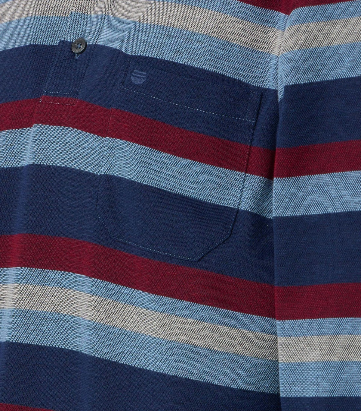 Redmond Poloshirt - Regular Fit - Langarm - Wash and Wear - Streifen - blau