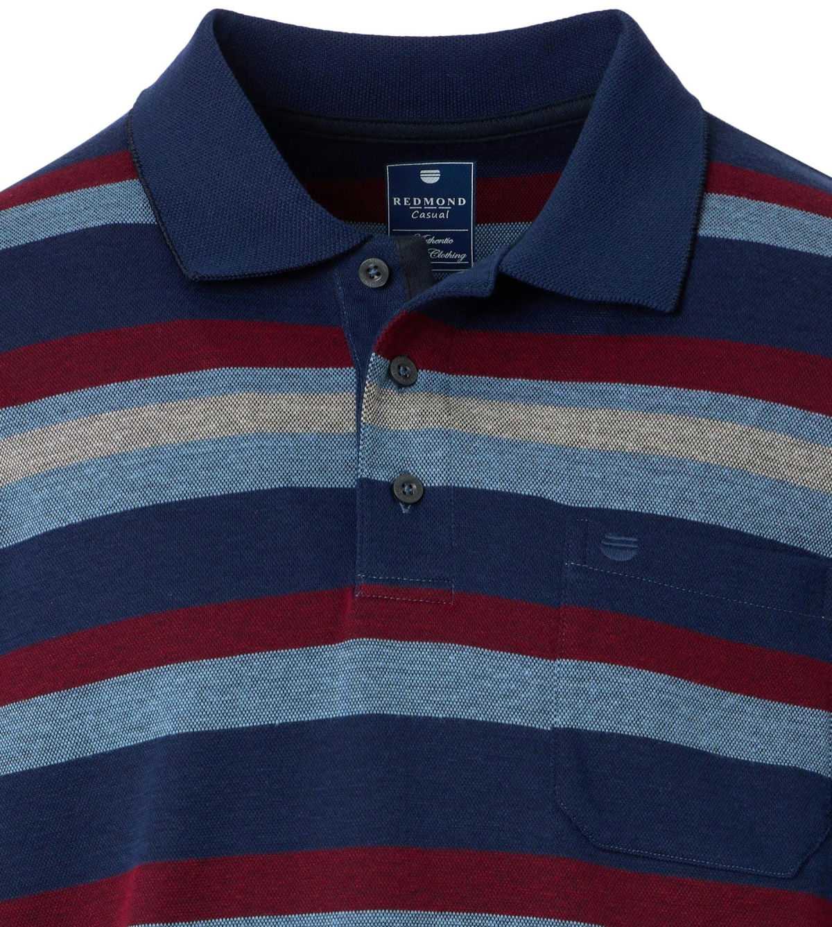Redmond Poloshirt - Regular Fit - Langarm - Wash and Wear - Streifen - blau