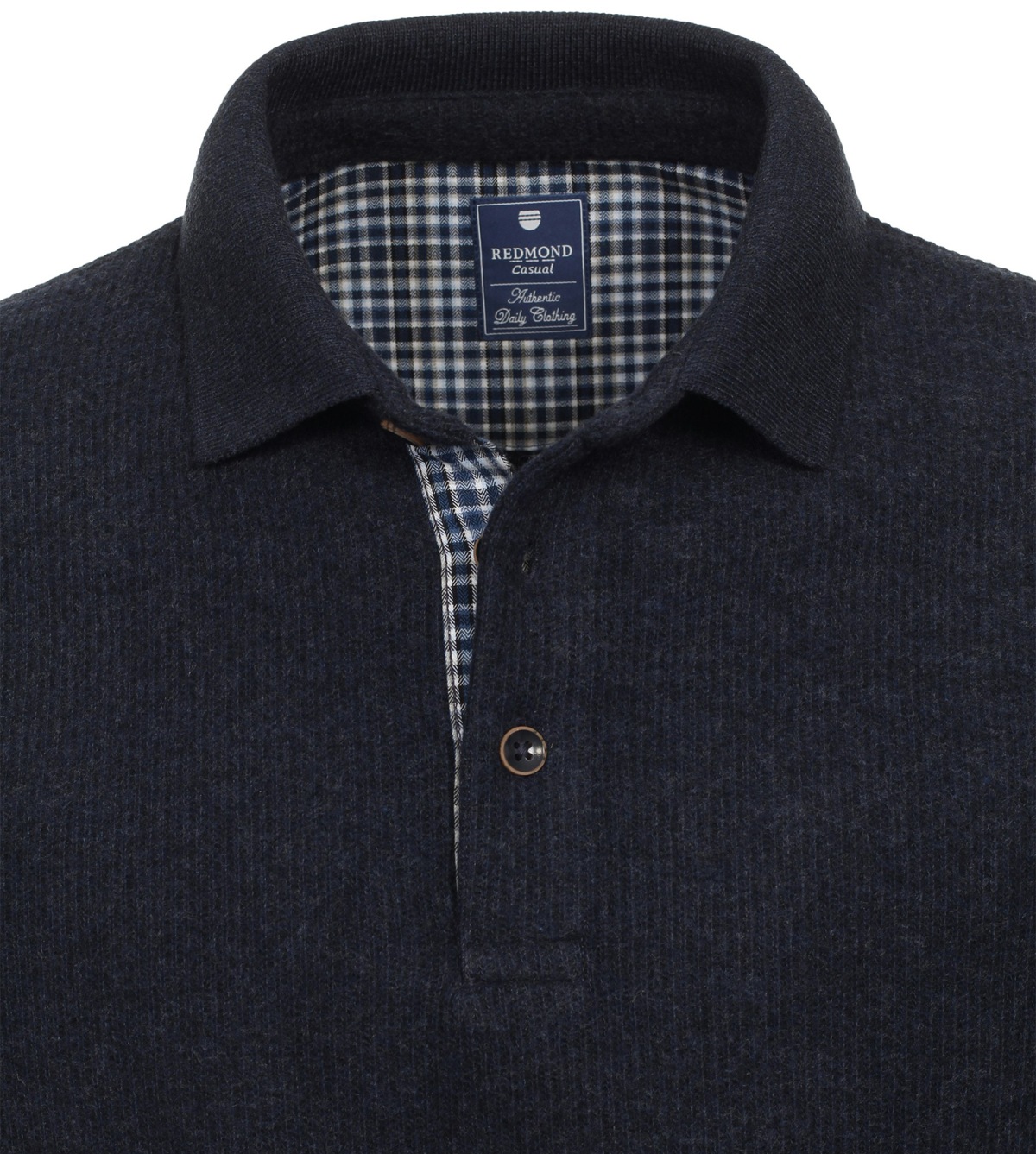 Redmond Pullover - Polokragen - Knopfleiste - dunkelblau