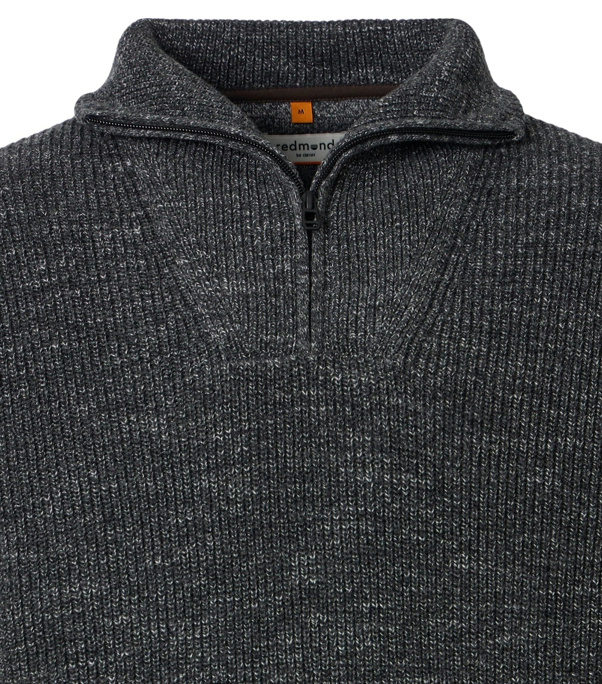 Redmond Pullover - Troyerkragen mit Reissverschluss - Struktur - grau
