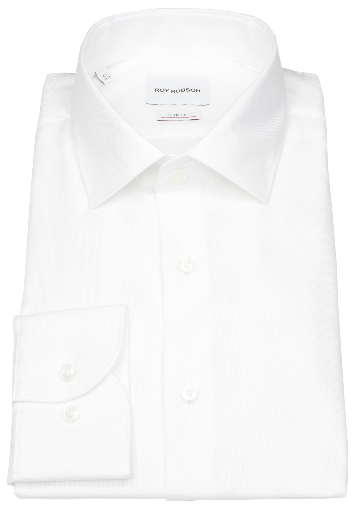 Roy Robson Hemd - Slim Fit - Kentkragen - Struktur - weiß - ohne OVP
