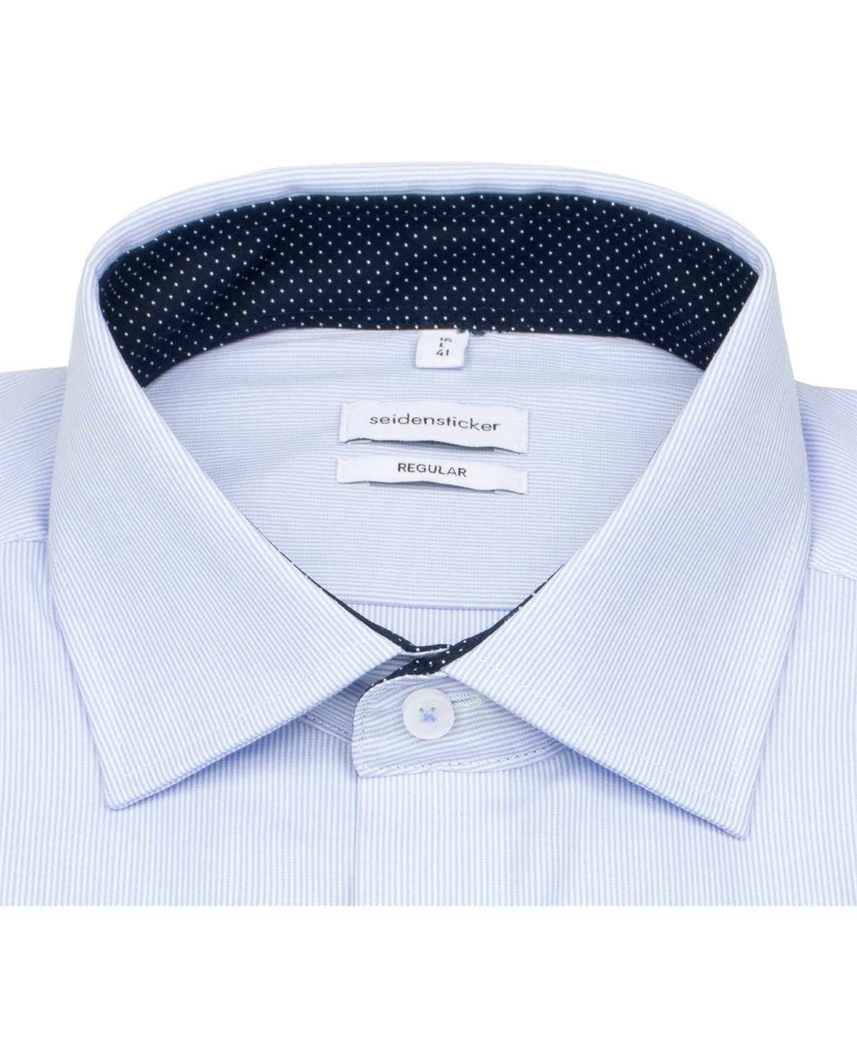 Seidensticker Chemise - Regular Fit - col Kent - fines rayures - bleu clair / blanc