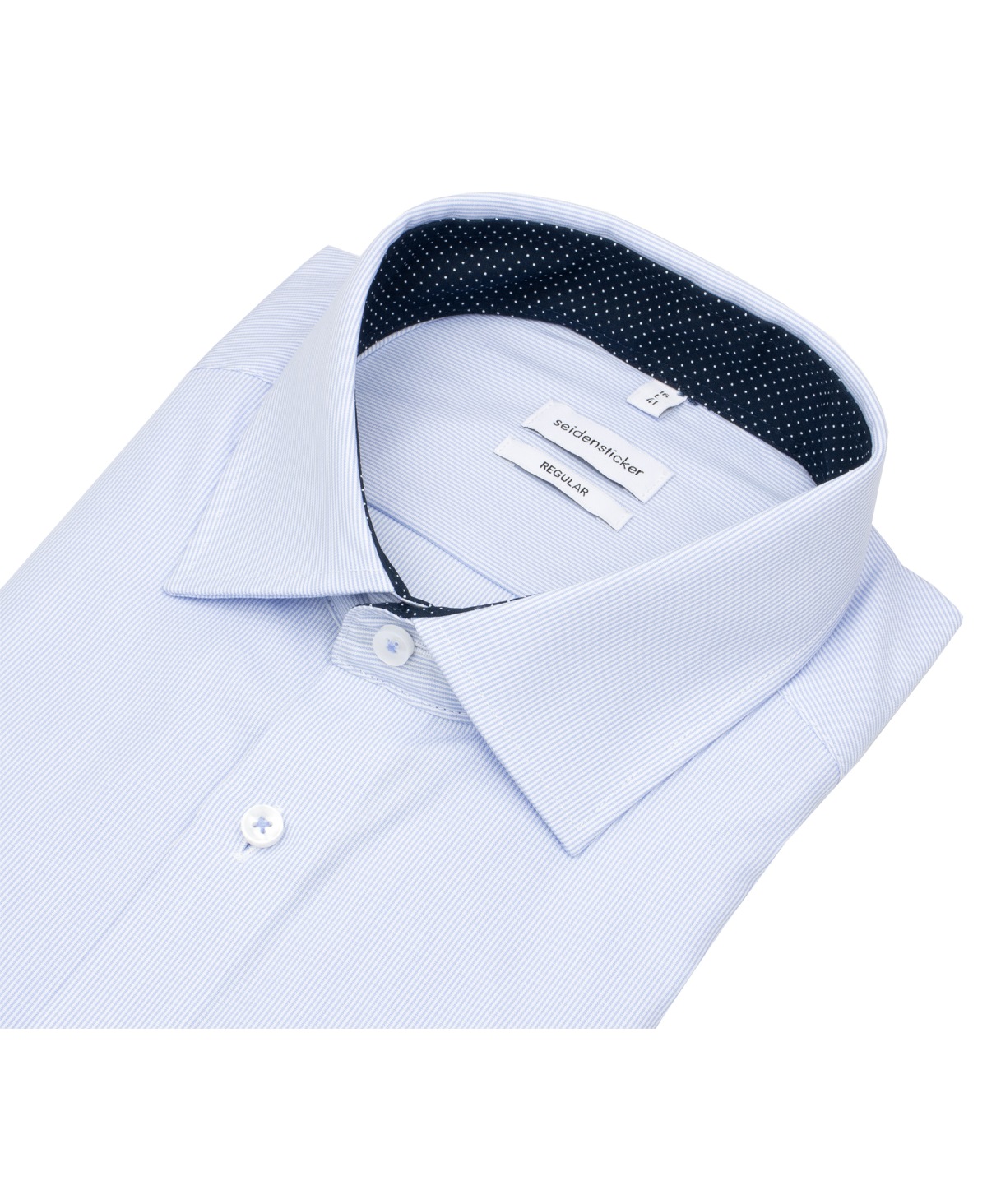 Seidensticker Chemise - Regular Fit - col Kent - fines rayures - bleu clair / blanc