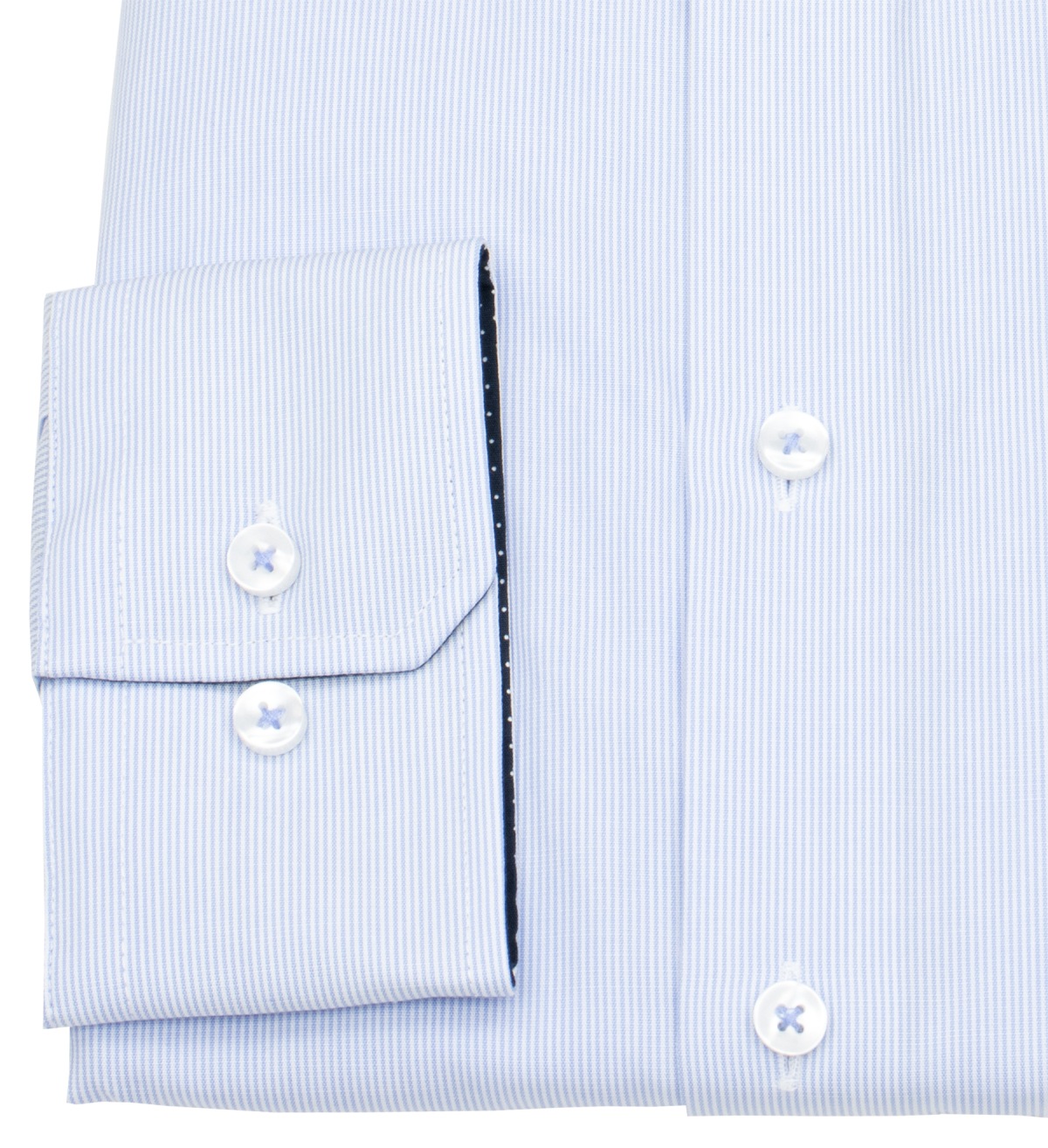 Seidensticker Chemise - Regular Fit - col Kent - fines rayures - bleu clair / blanc