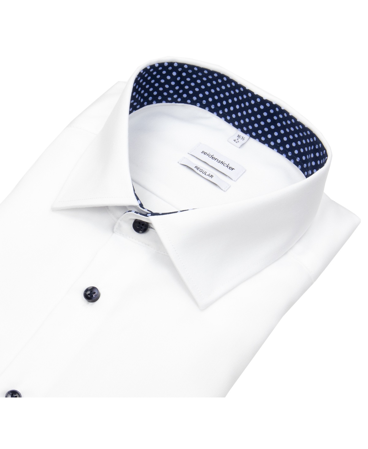 Seidensticker Hemd - Regular Fit - Kentkragen - Kontrastknöpfe - weiß - ohne OVP