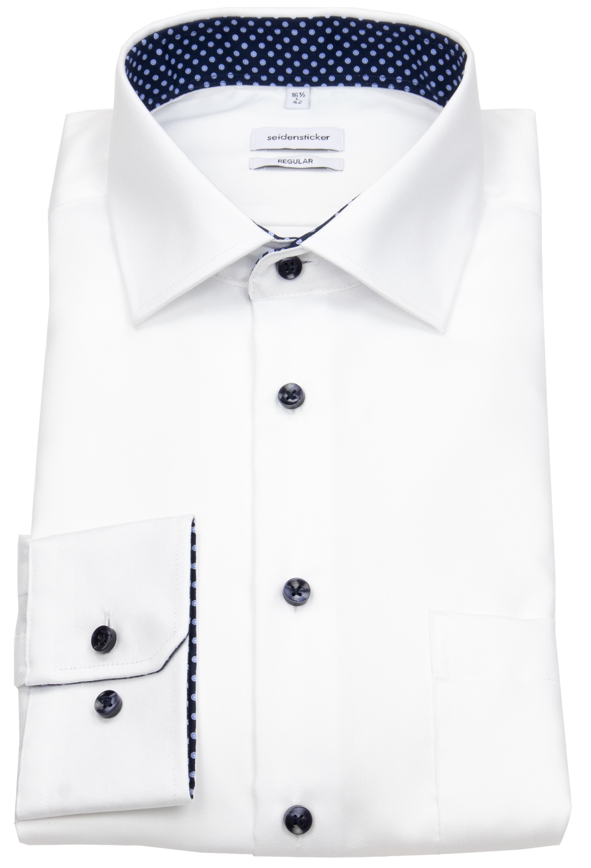 Seidensticker Hemd - Regular Fit - Kentkragen - Kontrastknöpfe - weiß - ohne OVP