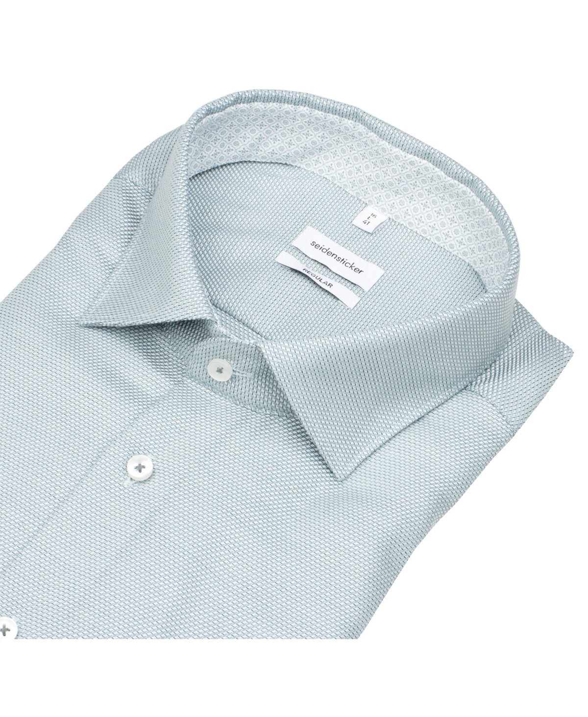 Seidensticker Chemise - Regular Fit - Col Kent - Imprimé - vert / blanc