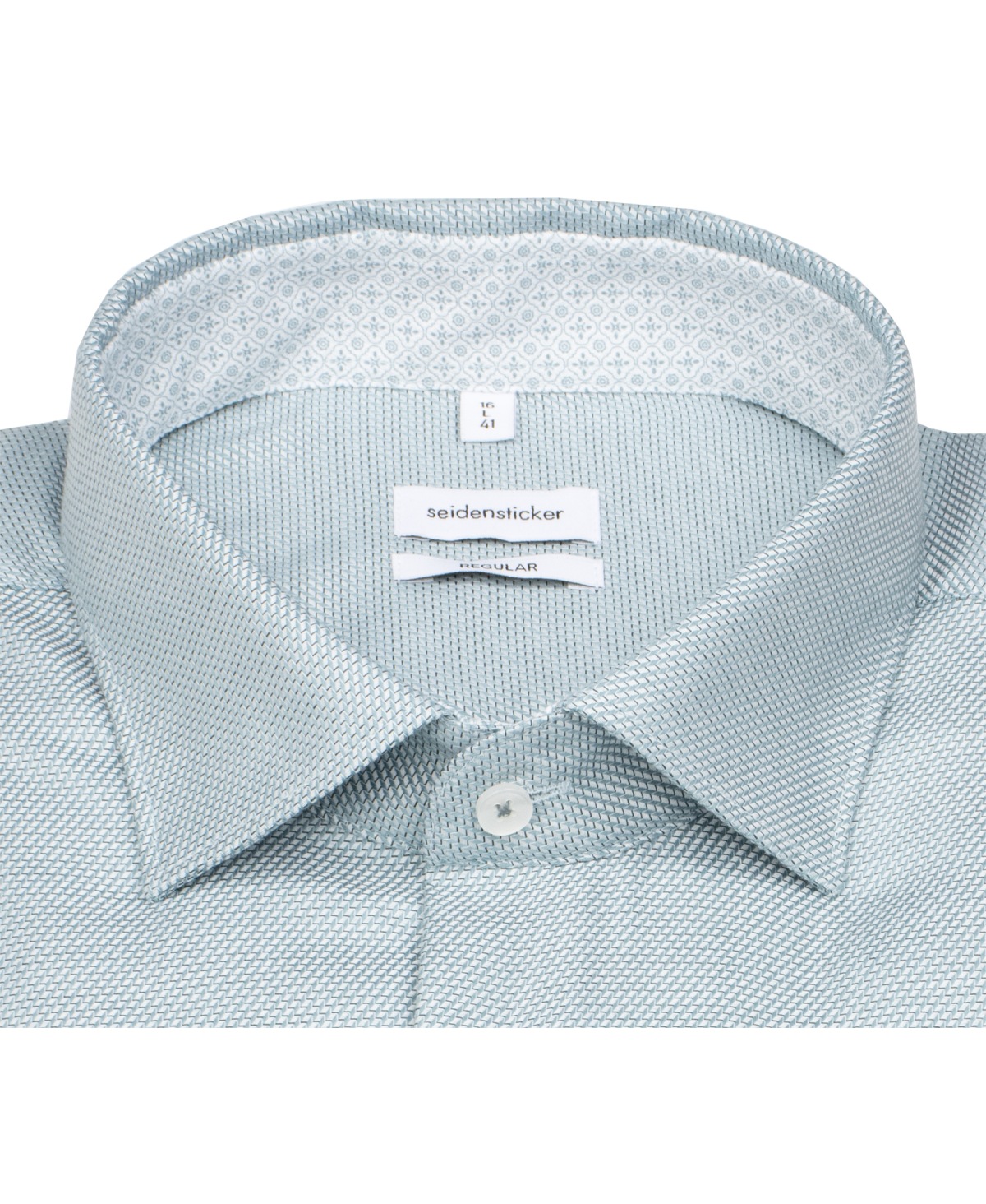 Seidensticker Chemise - Regular Fit - Col Kent - Imprimé - vert / blanc