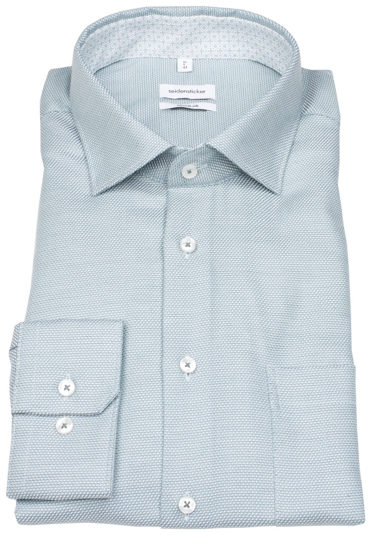 Seidensticker Chemise - Regular Fit - Col Kent - Imprimé - vert / blanc