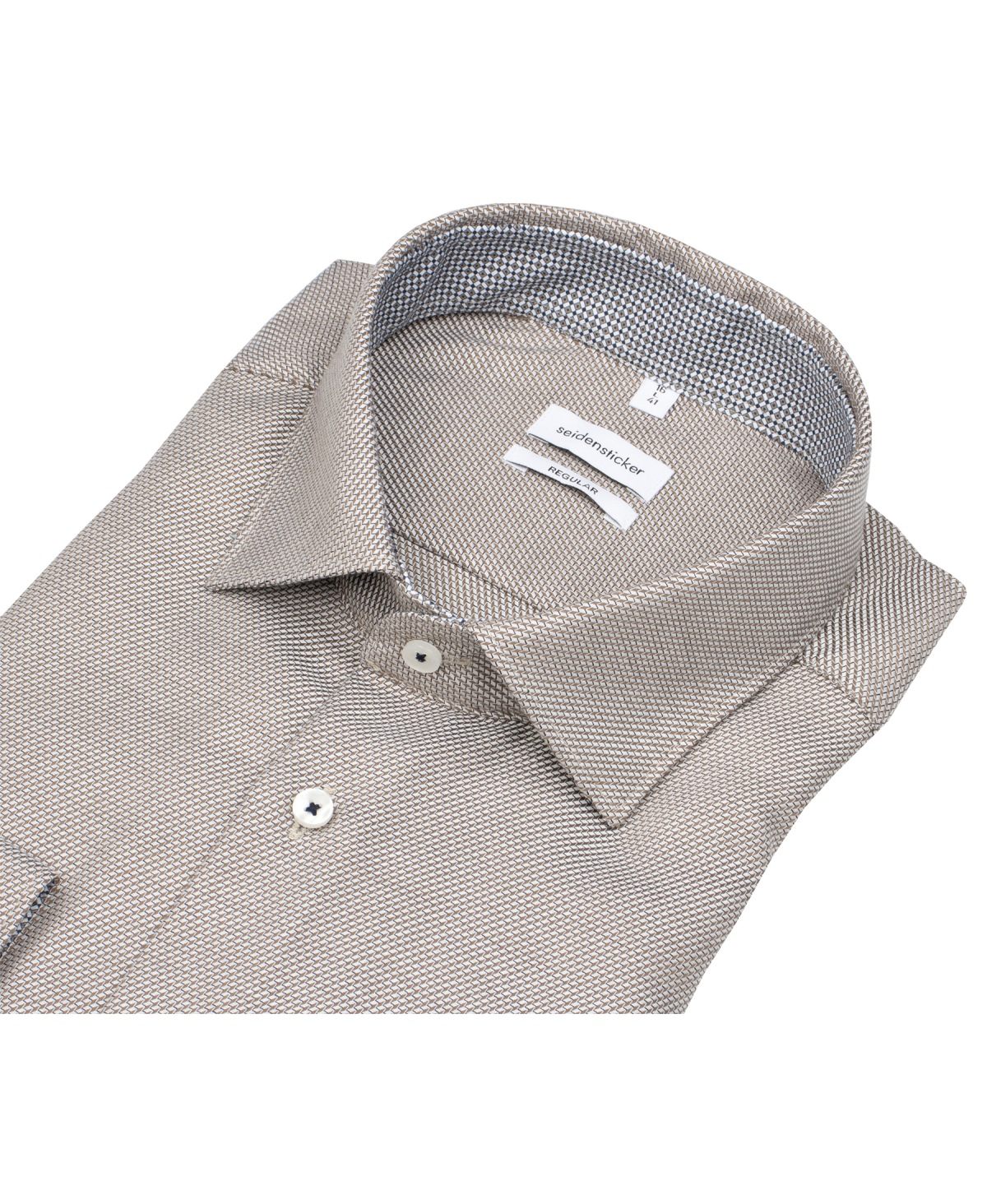 Seidensticker Chemise - Regular Fit - Col Kent - Imprimé - marron clair / blanc