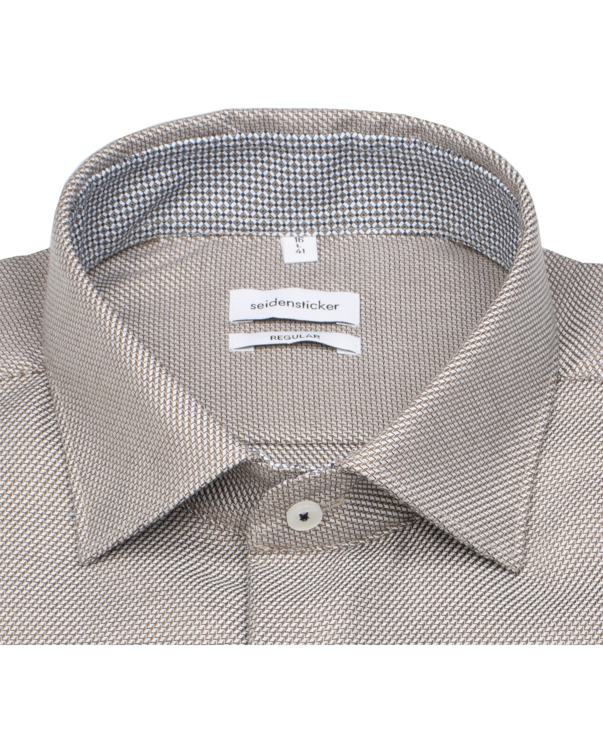 Seidensticker Chemise - Regular Fit - Col Kent - Imprimé - marron clair / blanc