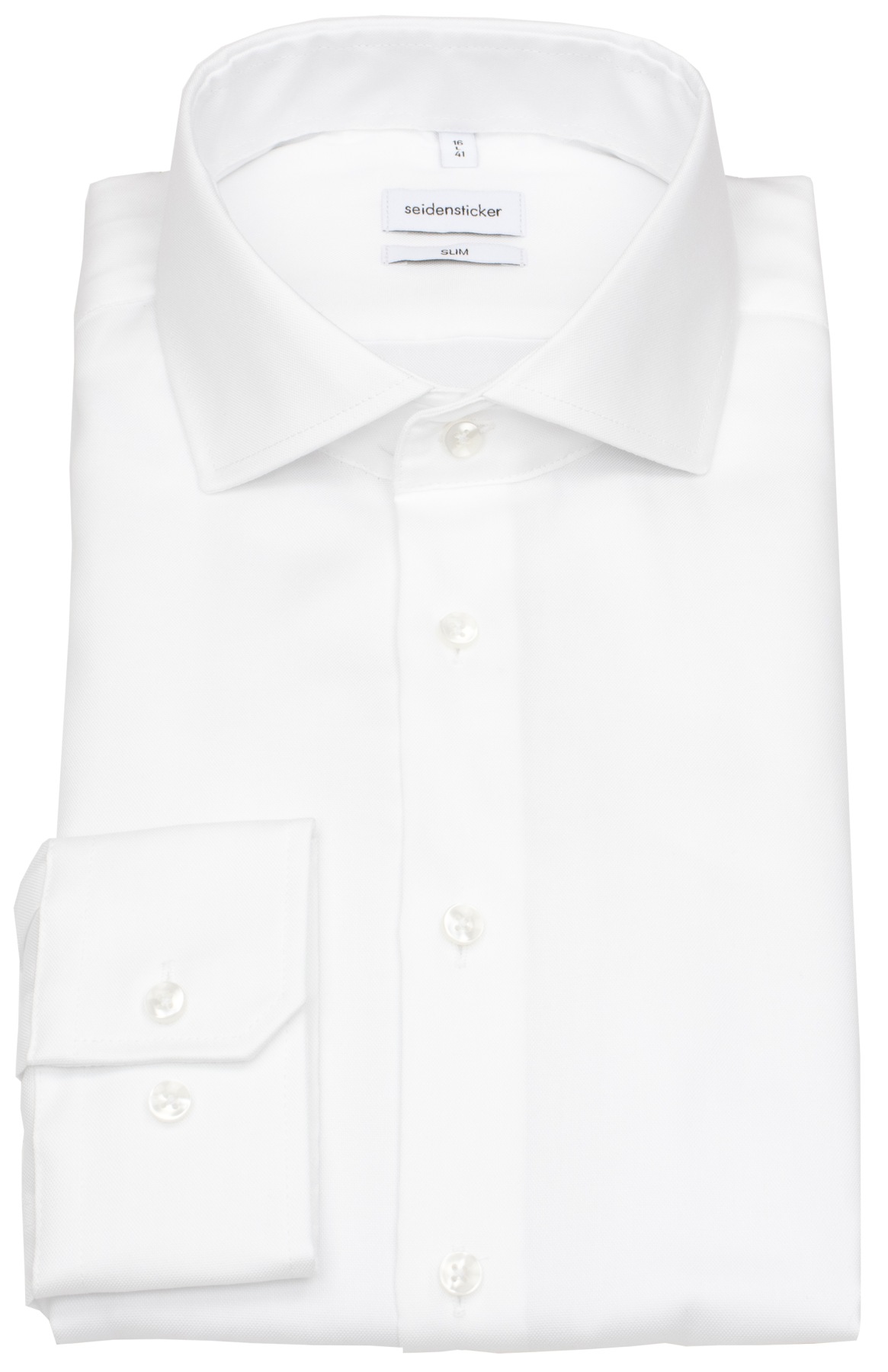 Seidensticker Chemise - Slim Fit - col requin - structure Oxford - blanc