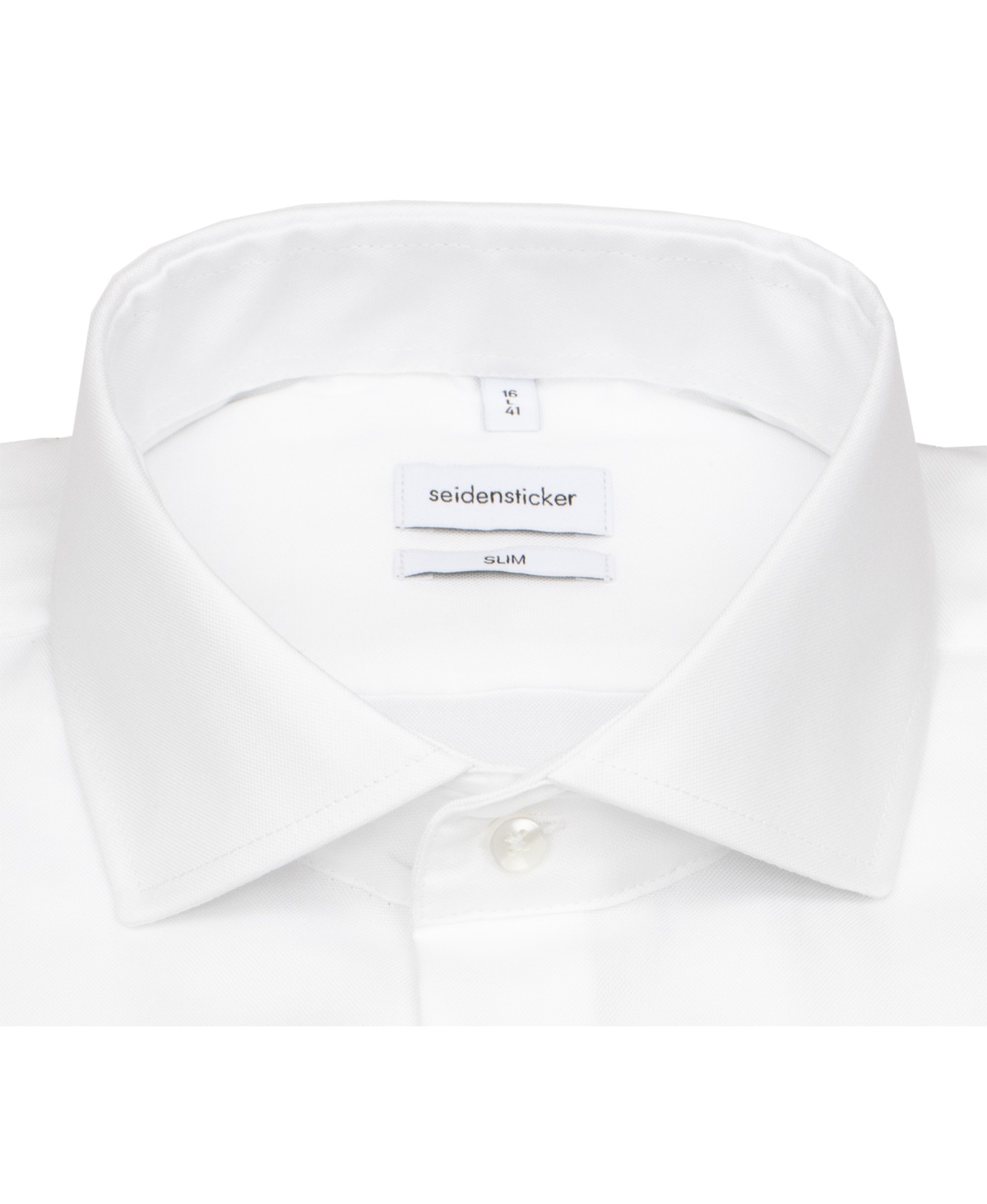 Seidensticker Chemise - Slim Fit - col requin - structure Oxford - blanc