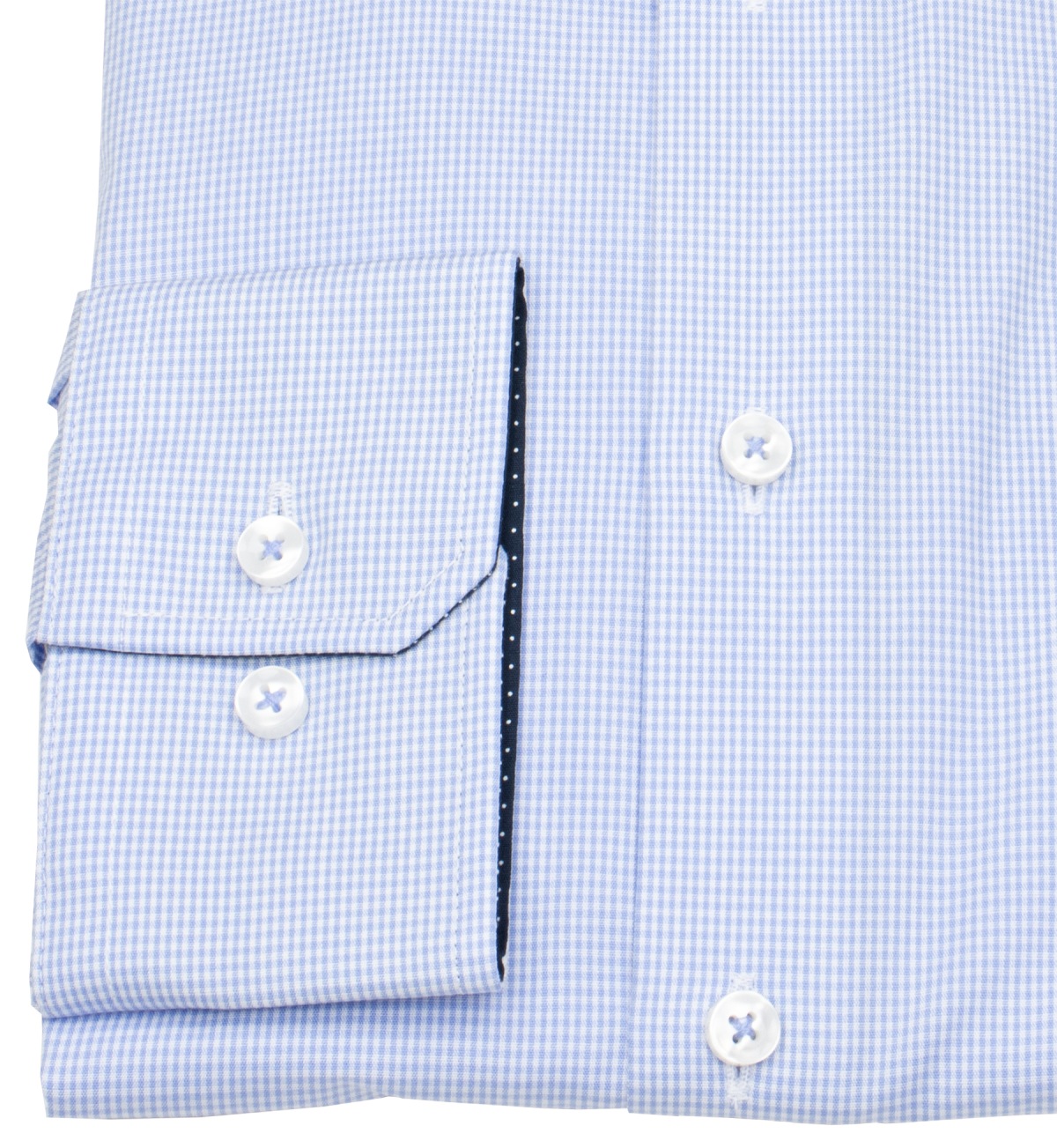 Seidensticker Chemise - Slim Fit - col Kent - à carreaux fins - bleu clair / blanc